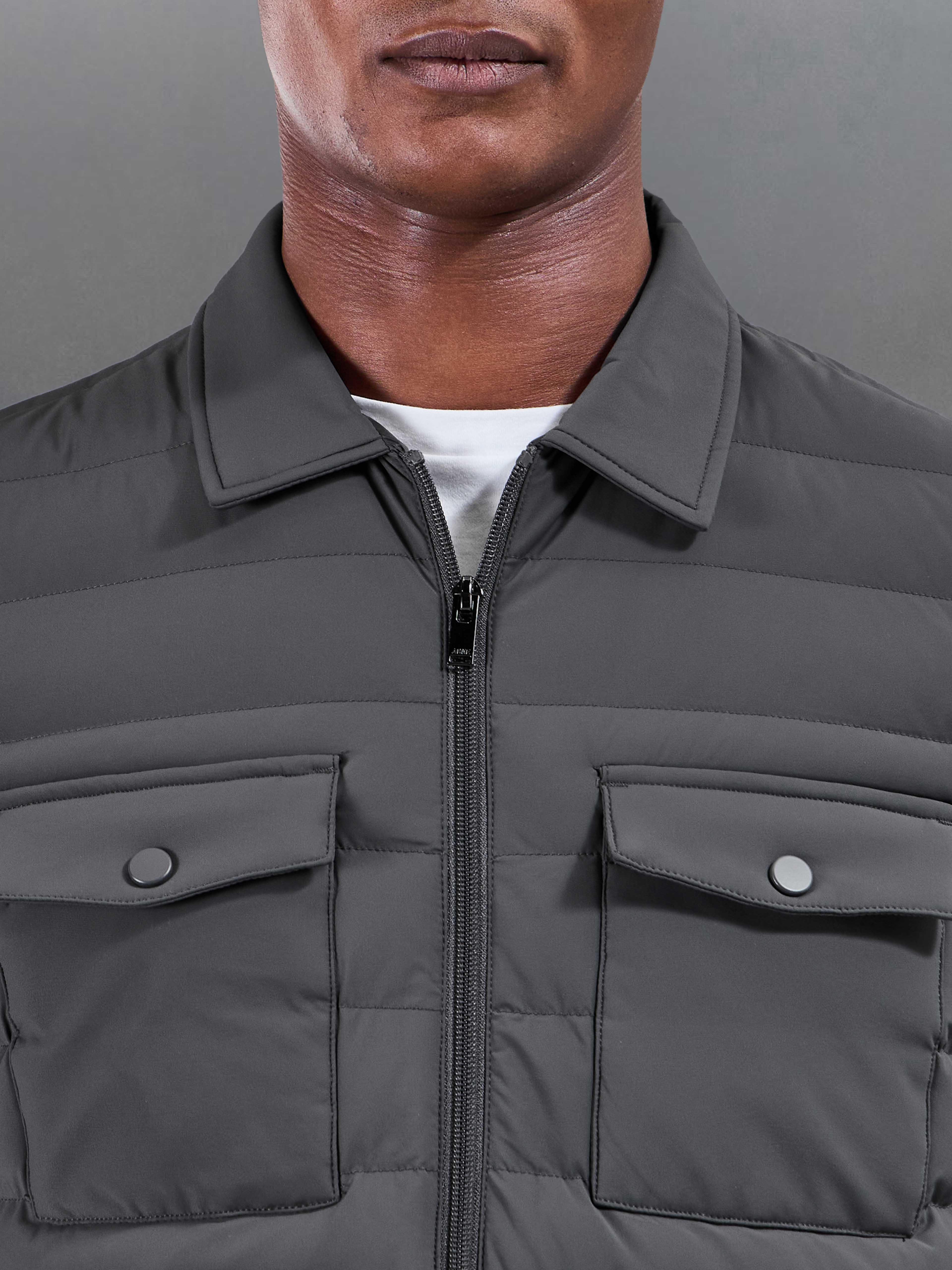 Hybrid Quilted Overshirt in Grey