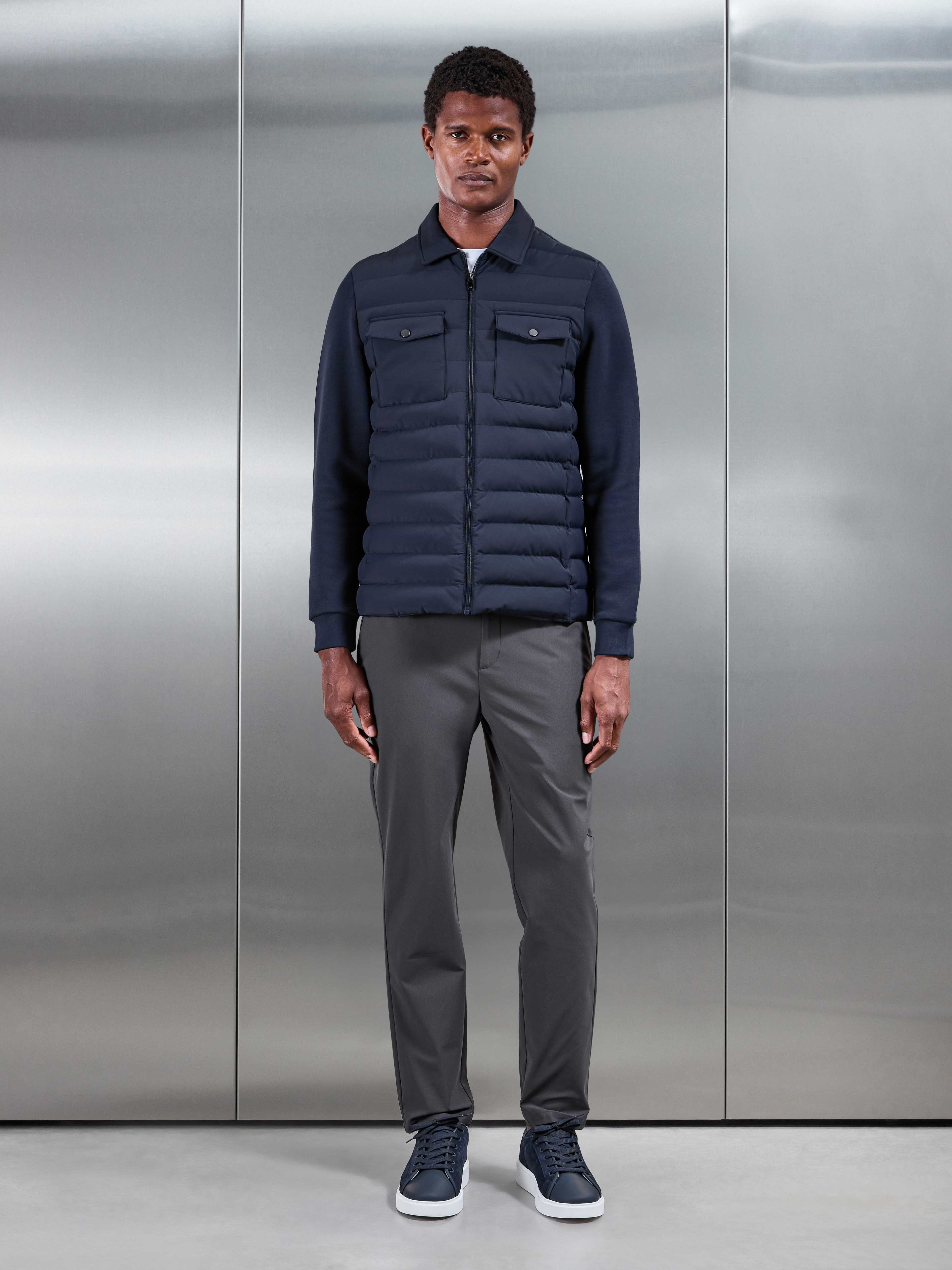 Hybrid Quilted Overshirt in Navy