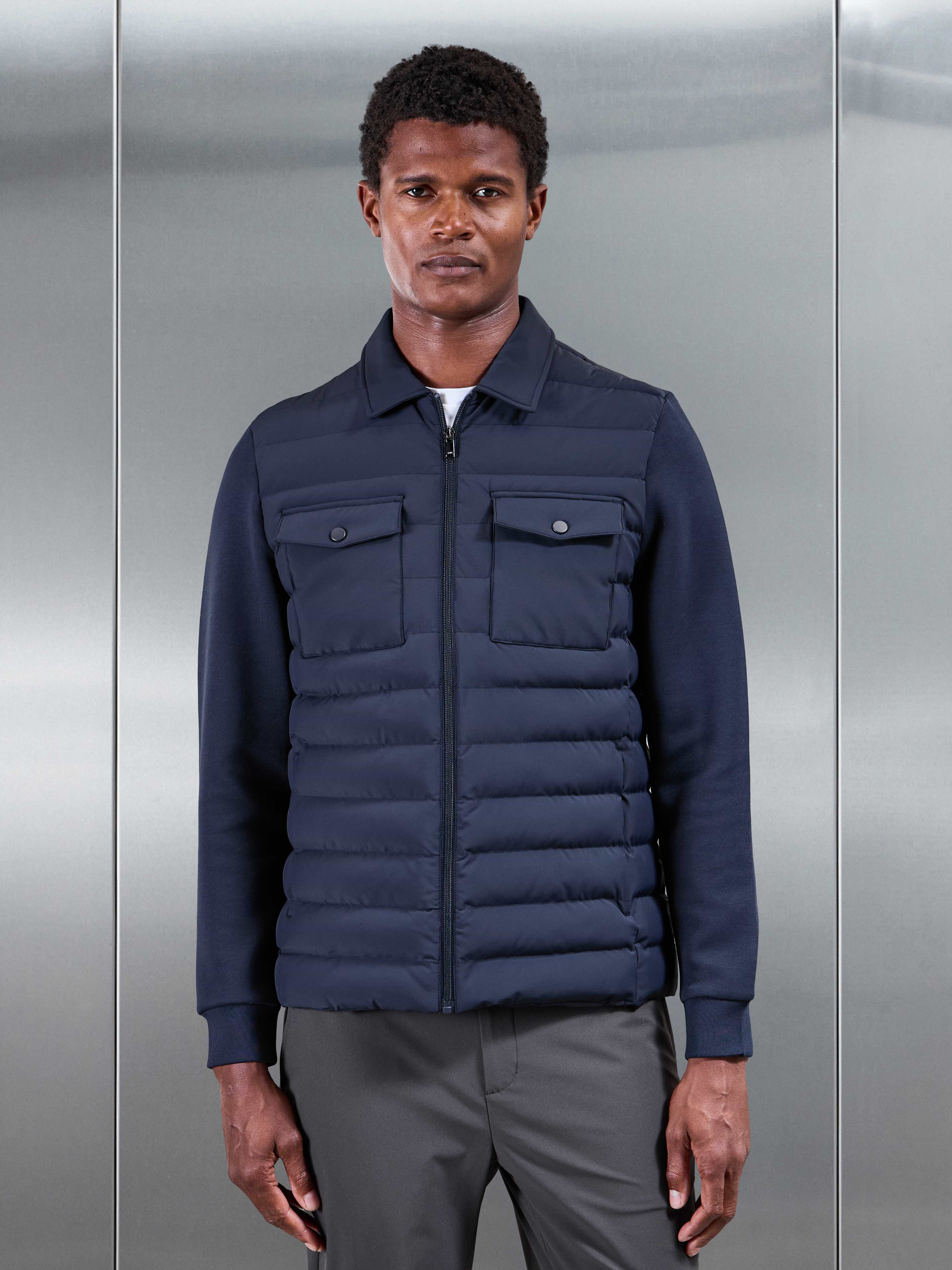Hybrid Quilted Overshirt in Navy