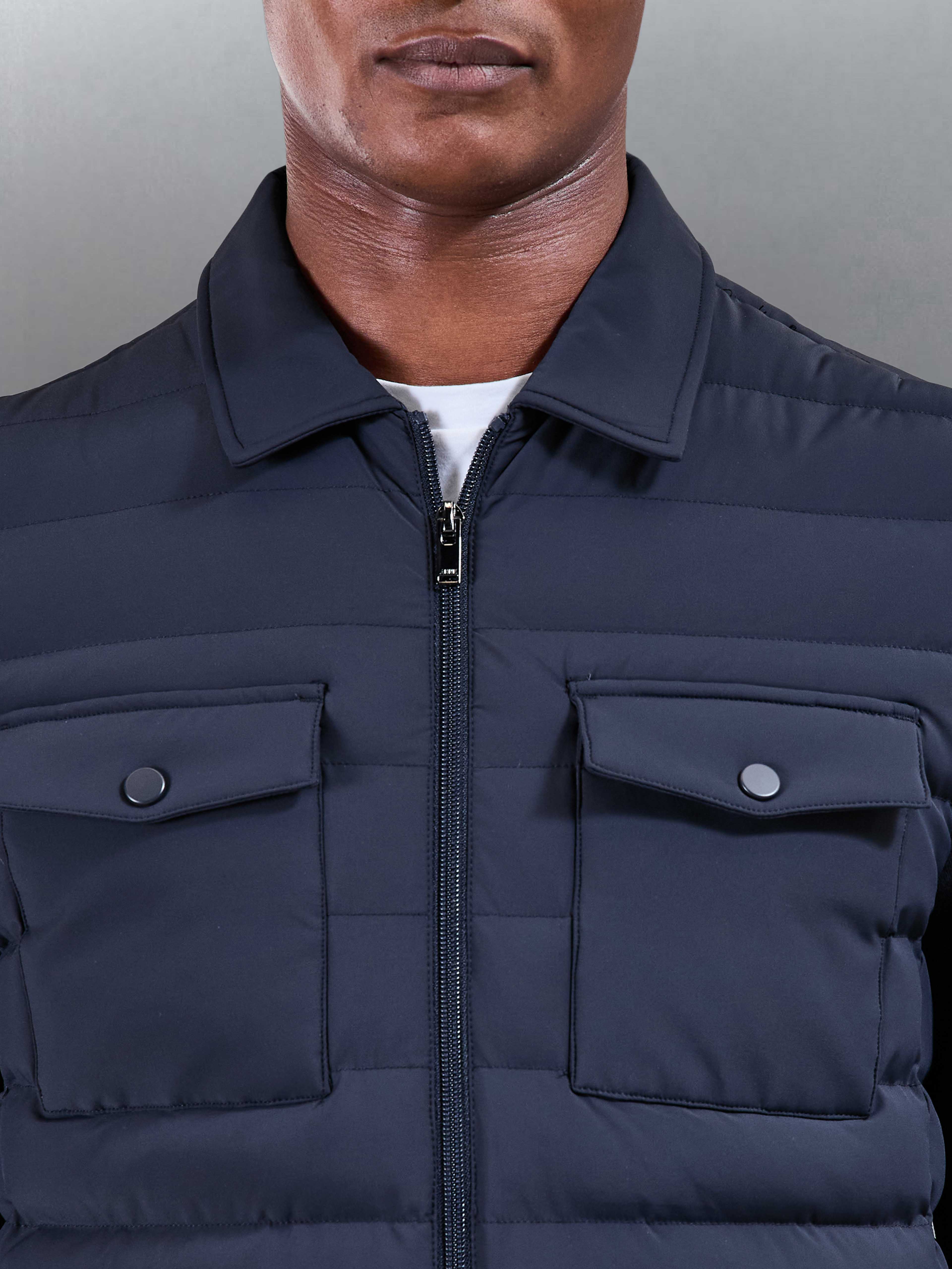 Hybrid Quilted Overshirt in Navy