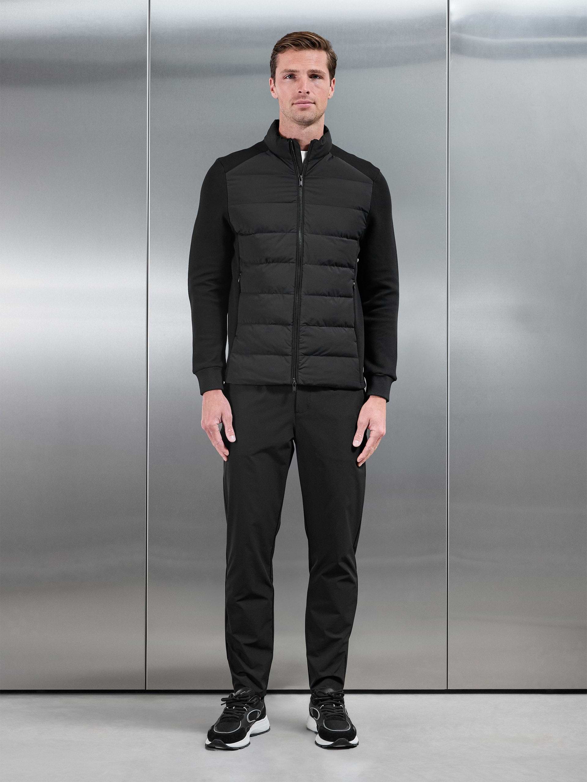 Hybrid Technical Puffer Jacket in Black
