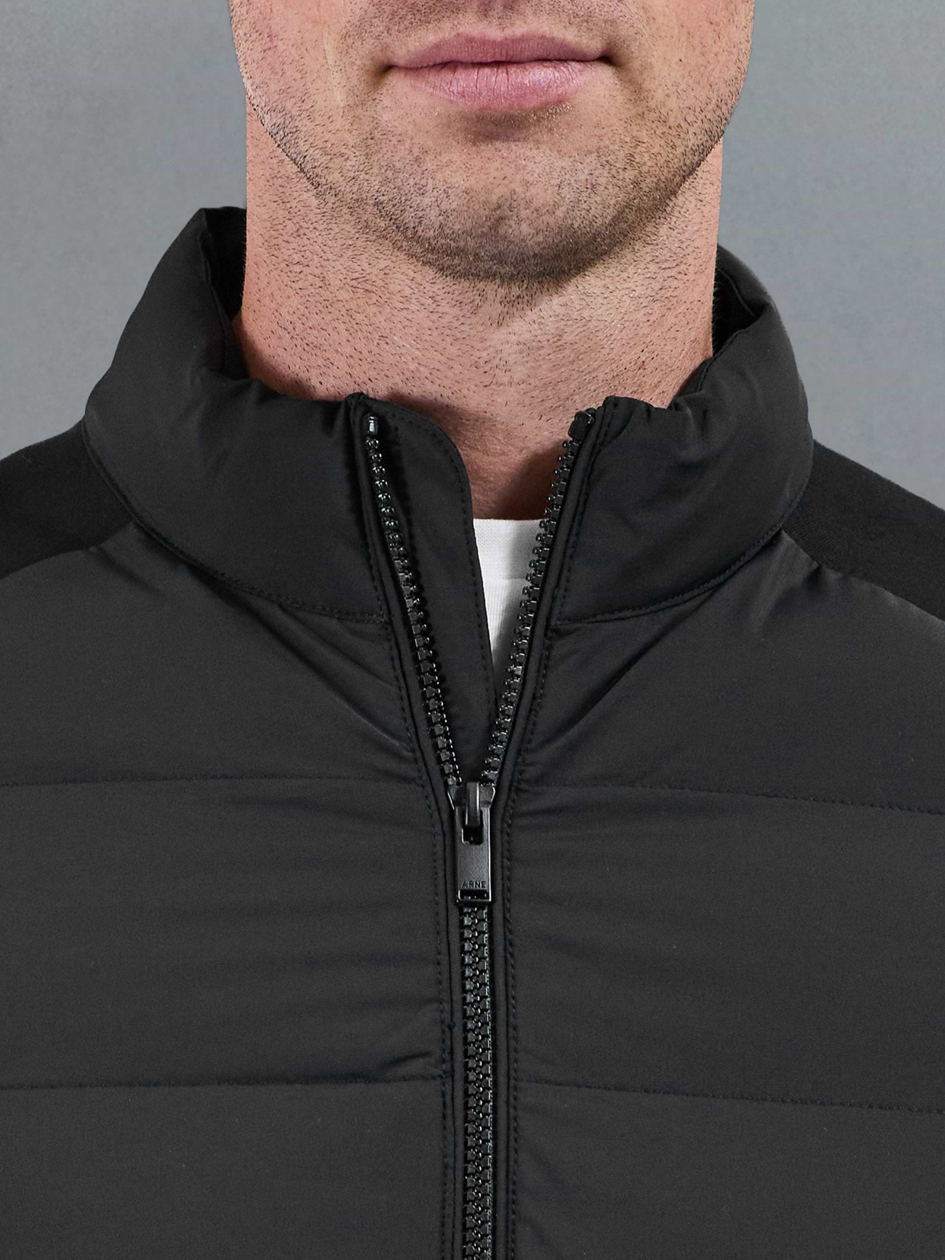 Hybrid Technical Puffer Jacket in Black