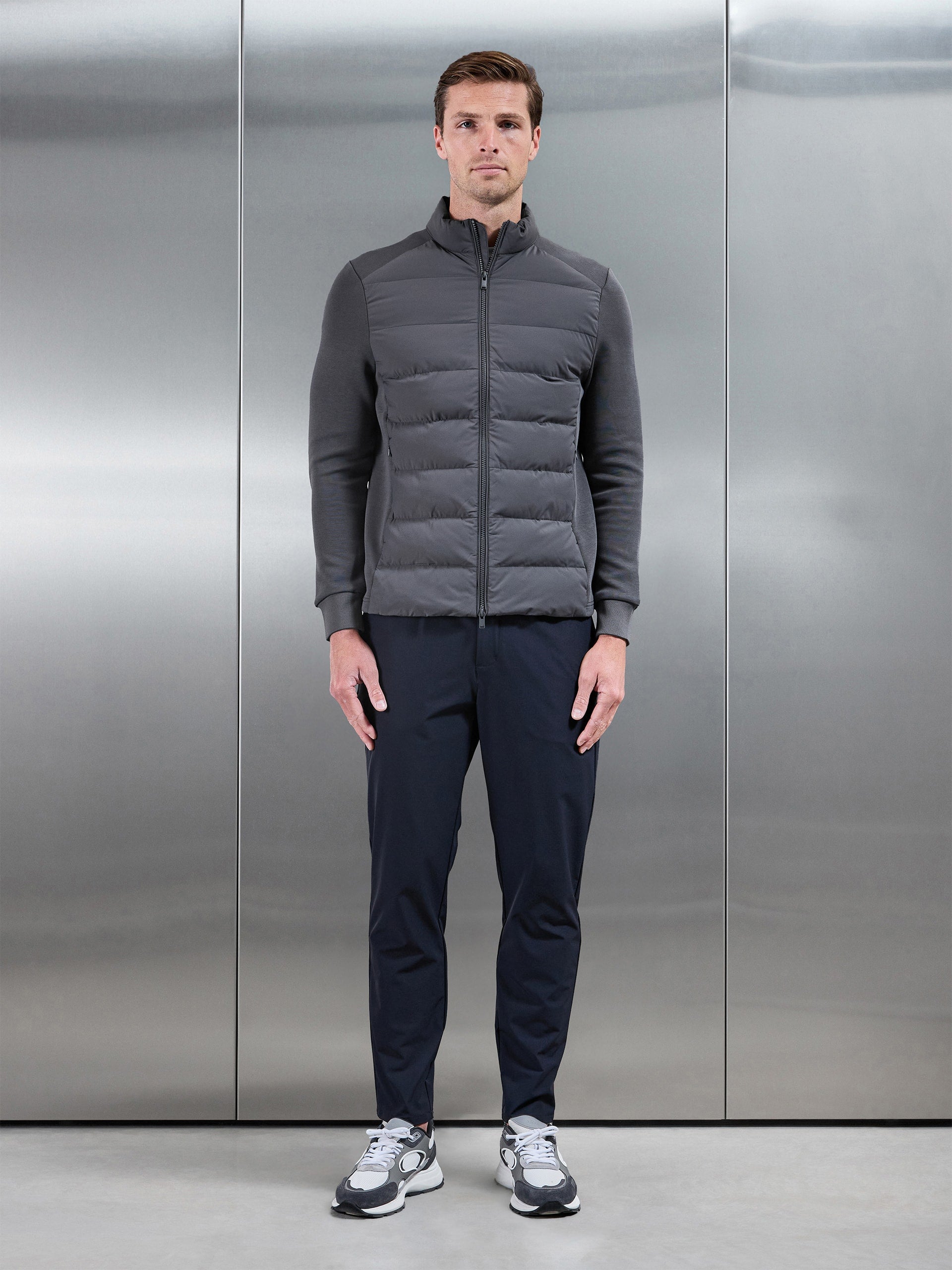 Hybrid Technical Puffer Jacket in Grey