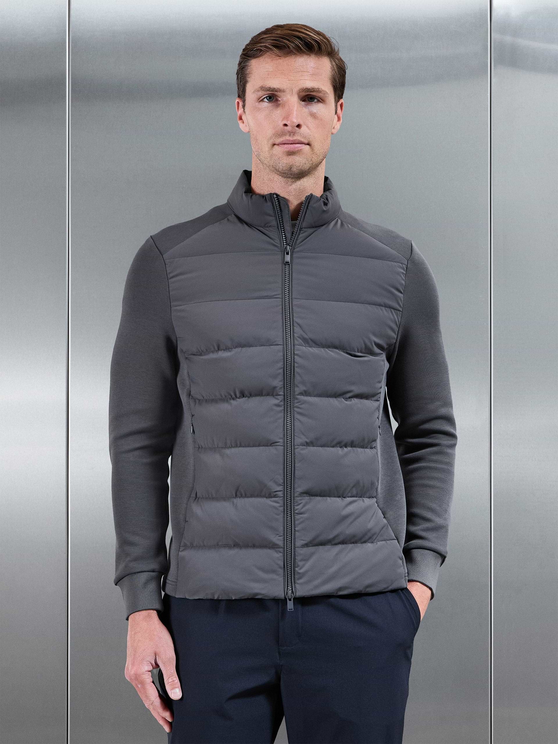 Hybrid Technical Puffer Jacket in Grey