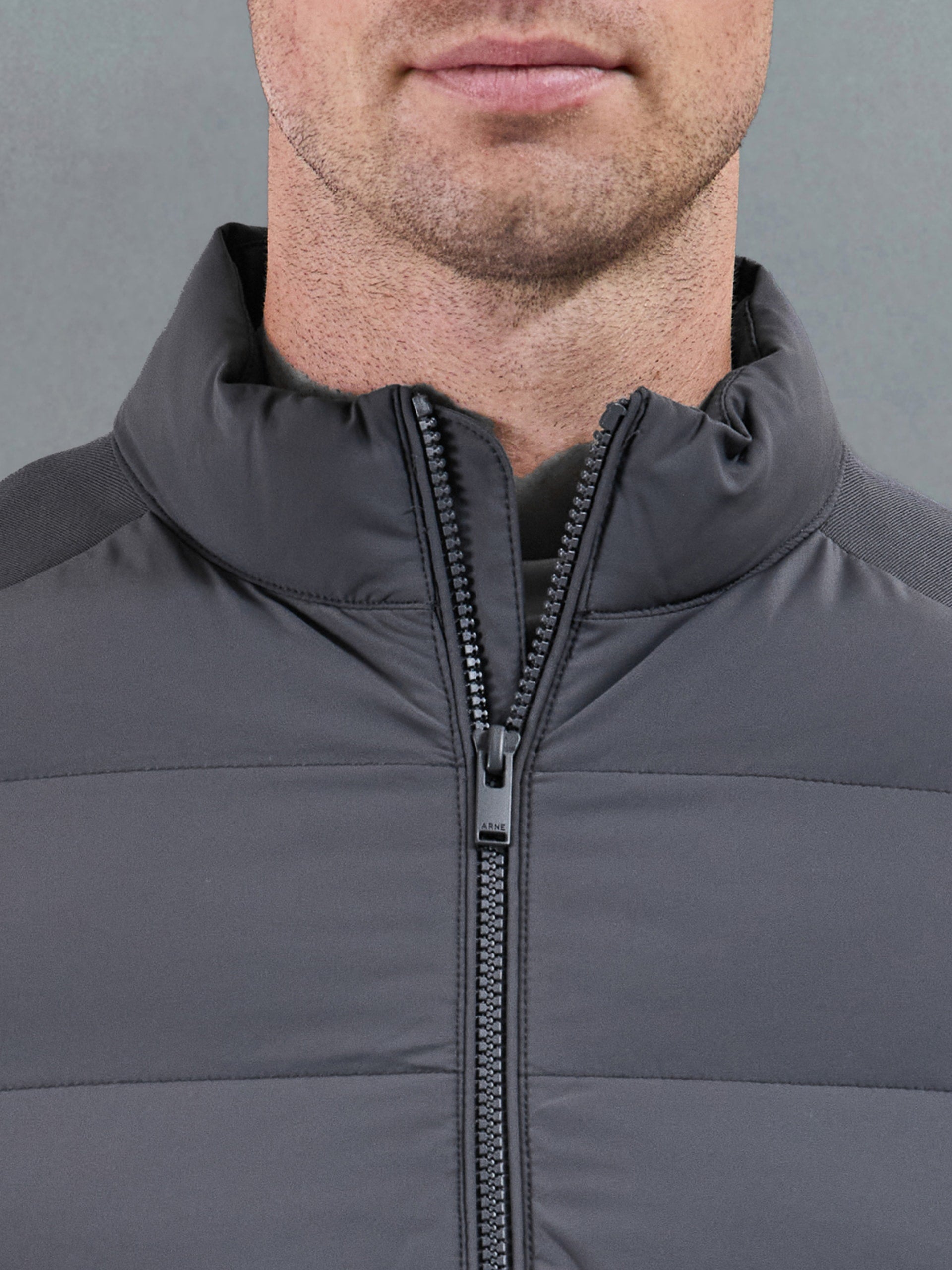 Hybrid Technical Puffer Jacket in Grey