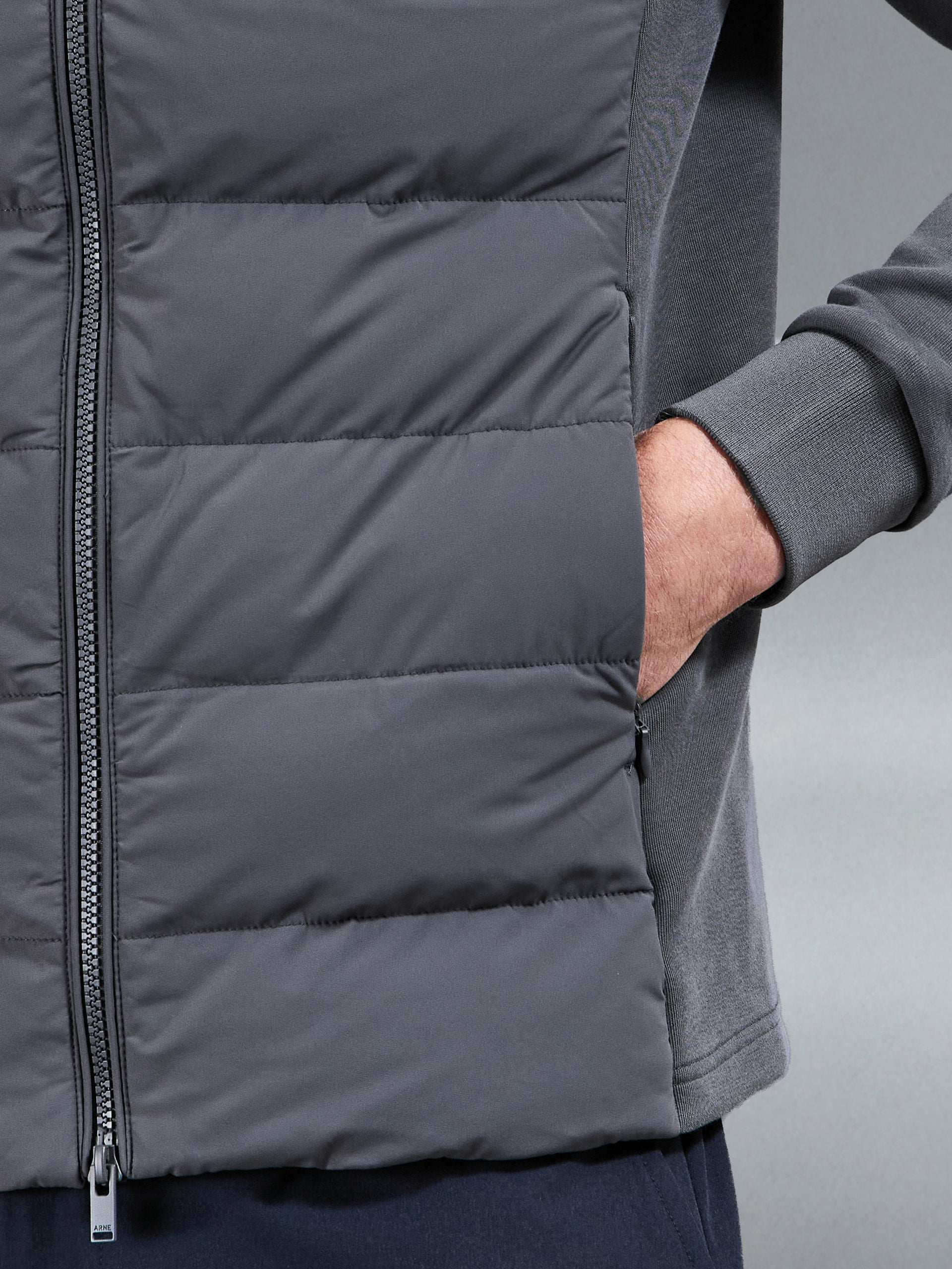 Hybrid Technical Puffer Jacket in Grey