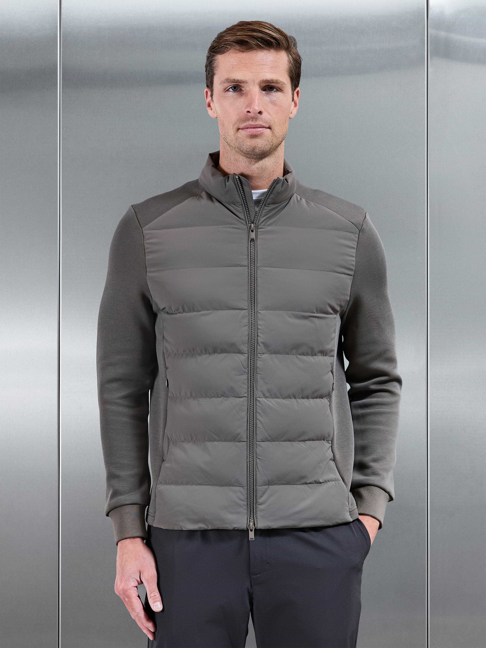 Hybrid Technical Puffer Jacket in Olive