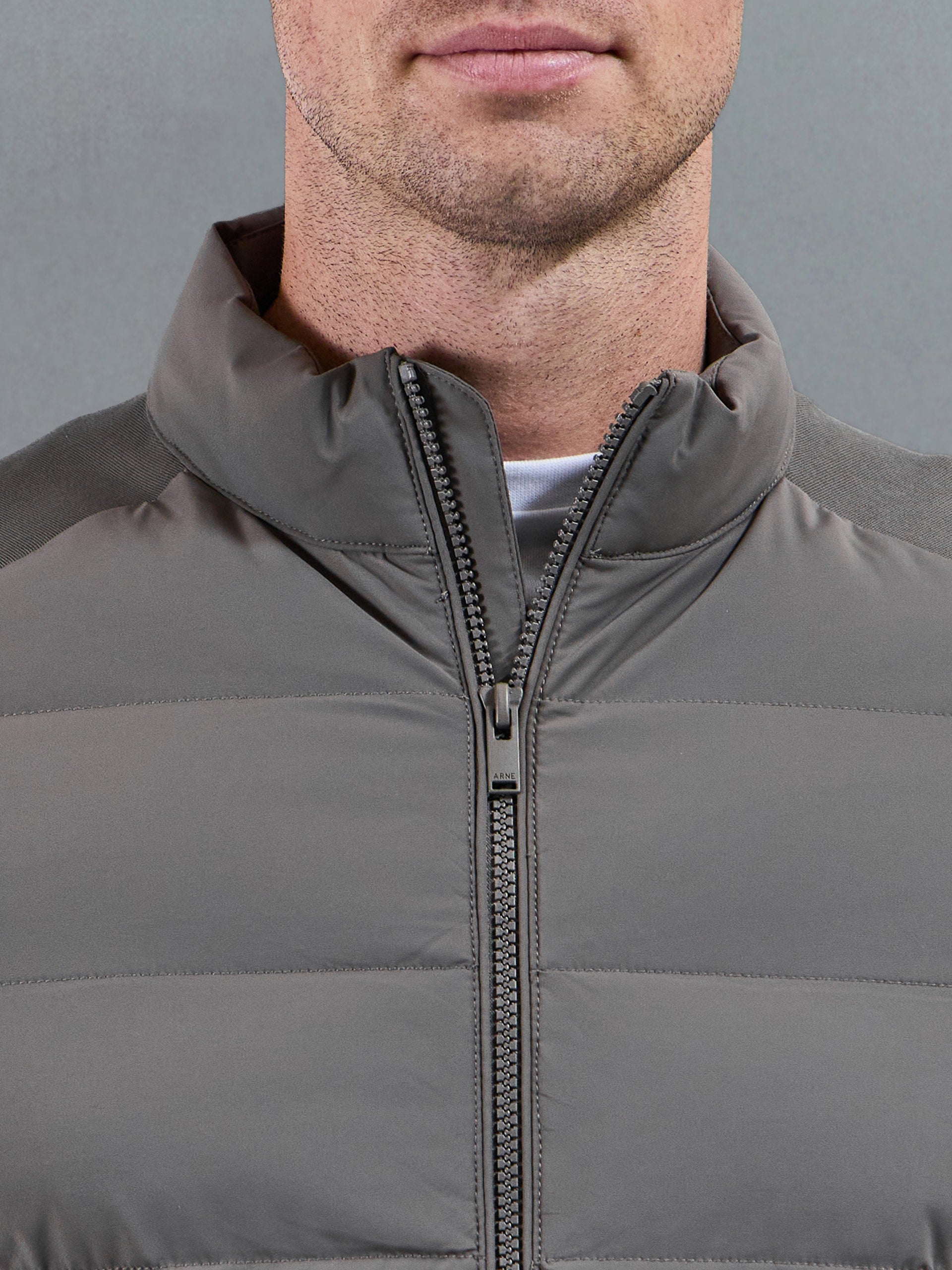 Hybrid Technical Puffer Jacket in Olive