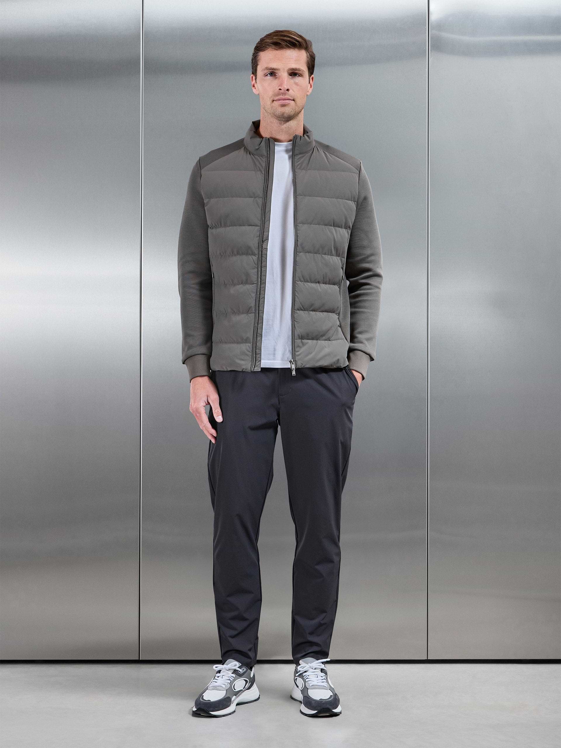 Hybrid Technical Puffer Jacket in Olive