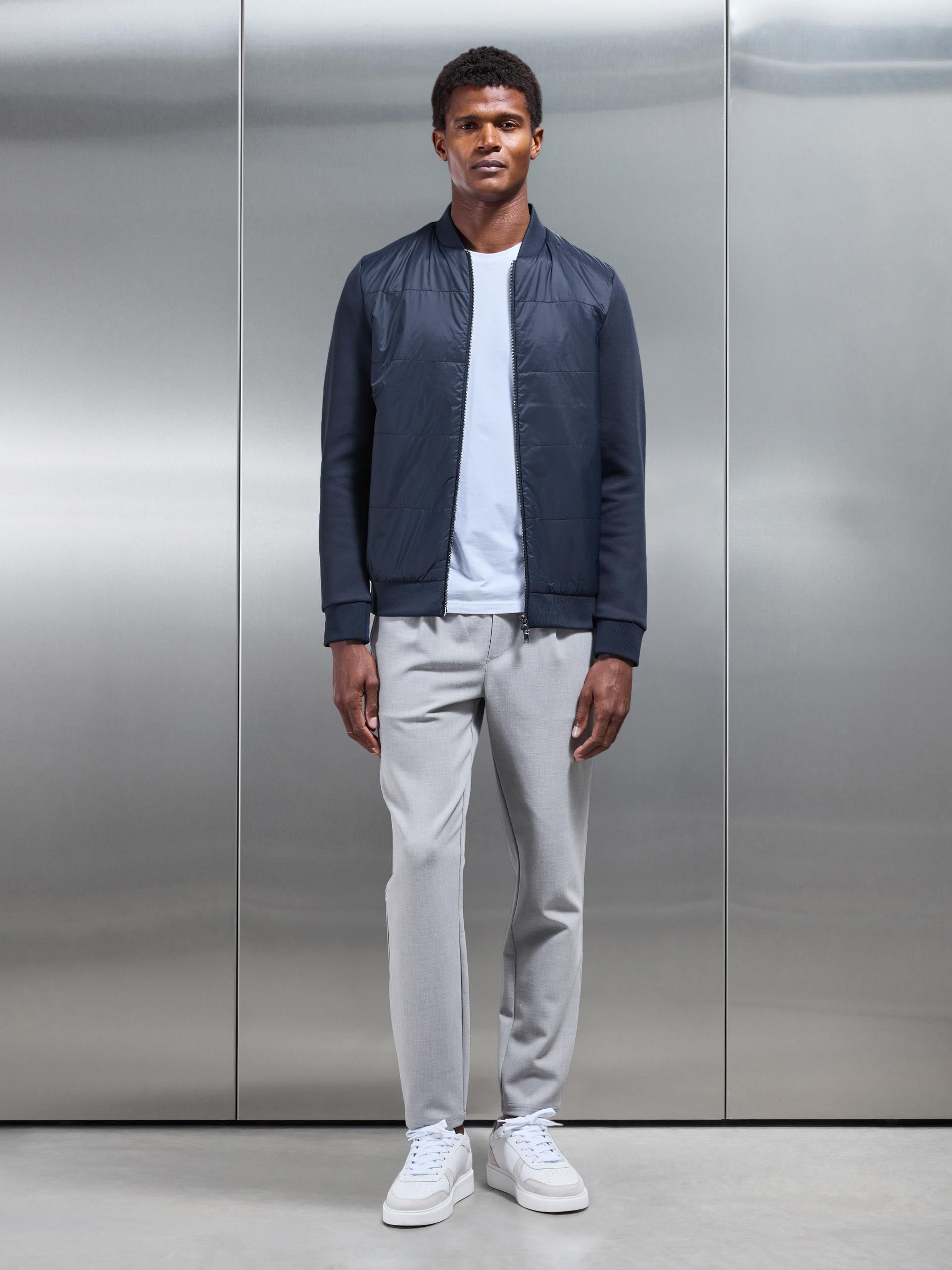 Hybrid Bomber Jacket in Navy