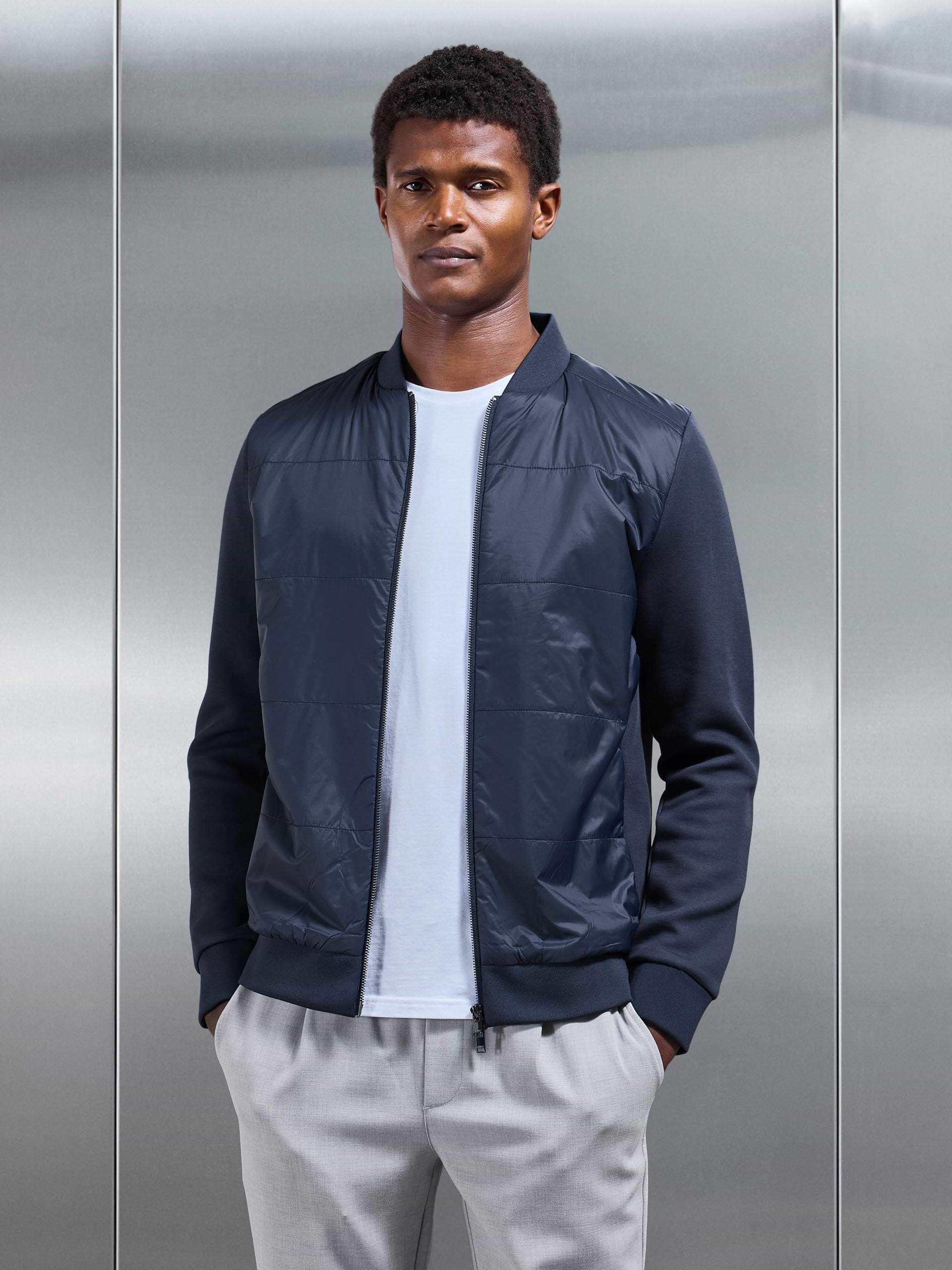 Hybrid Bomber Jacket in Navy