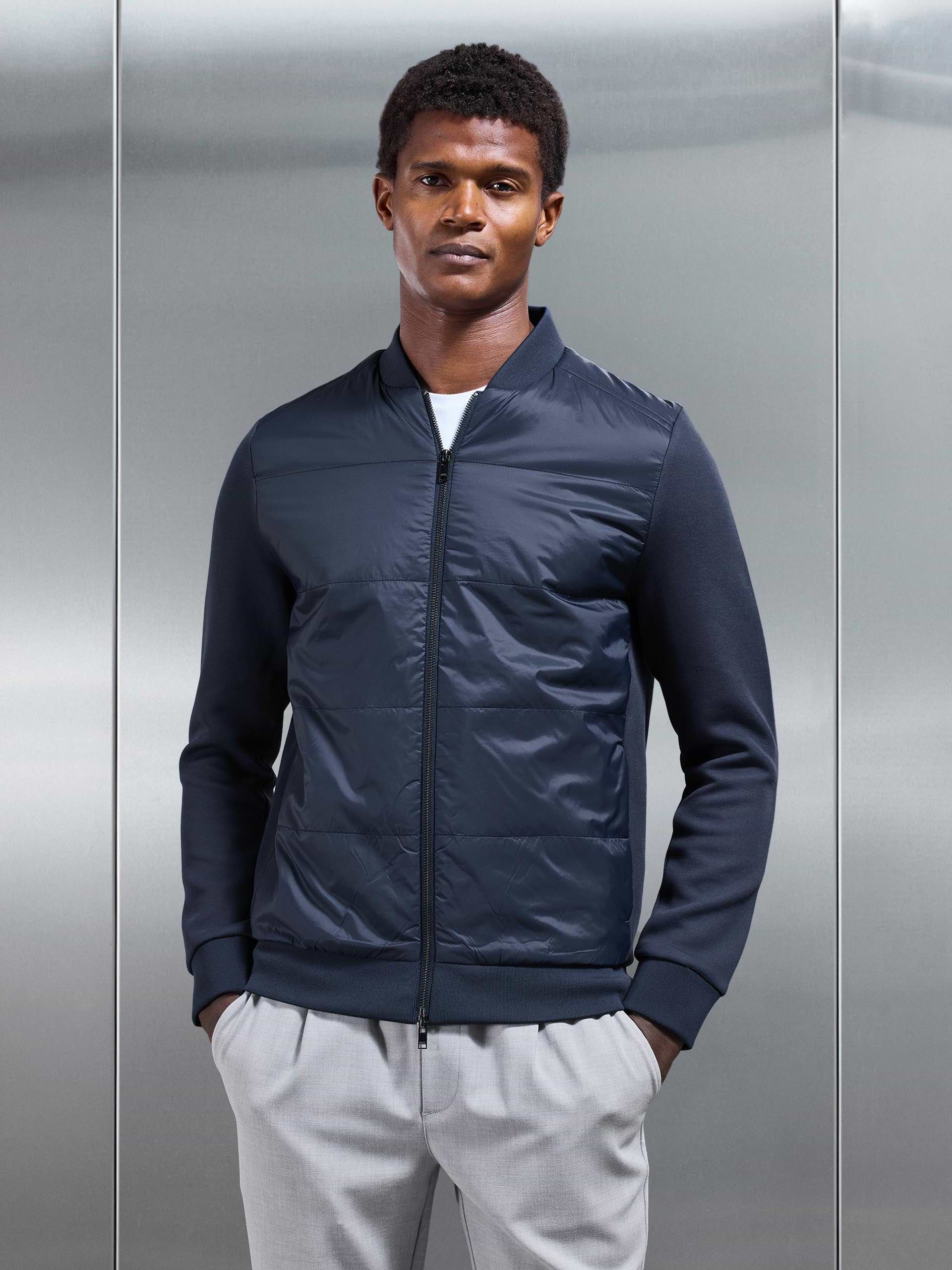 Hybrid Bomber Jacket in Navy