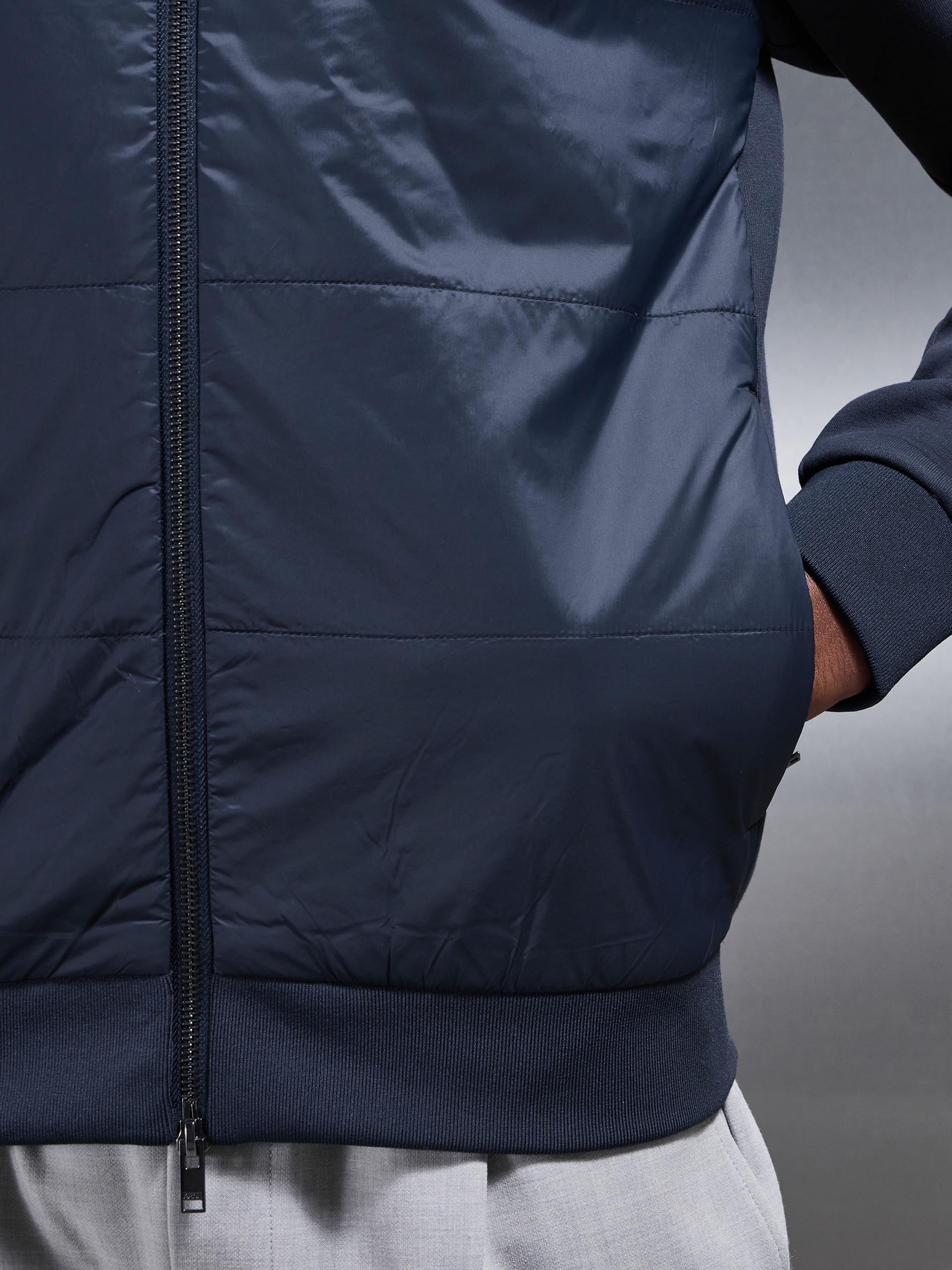 Hybrid Bomber Jacket in Navy
