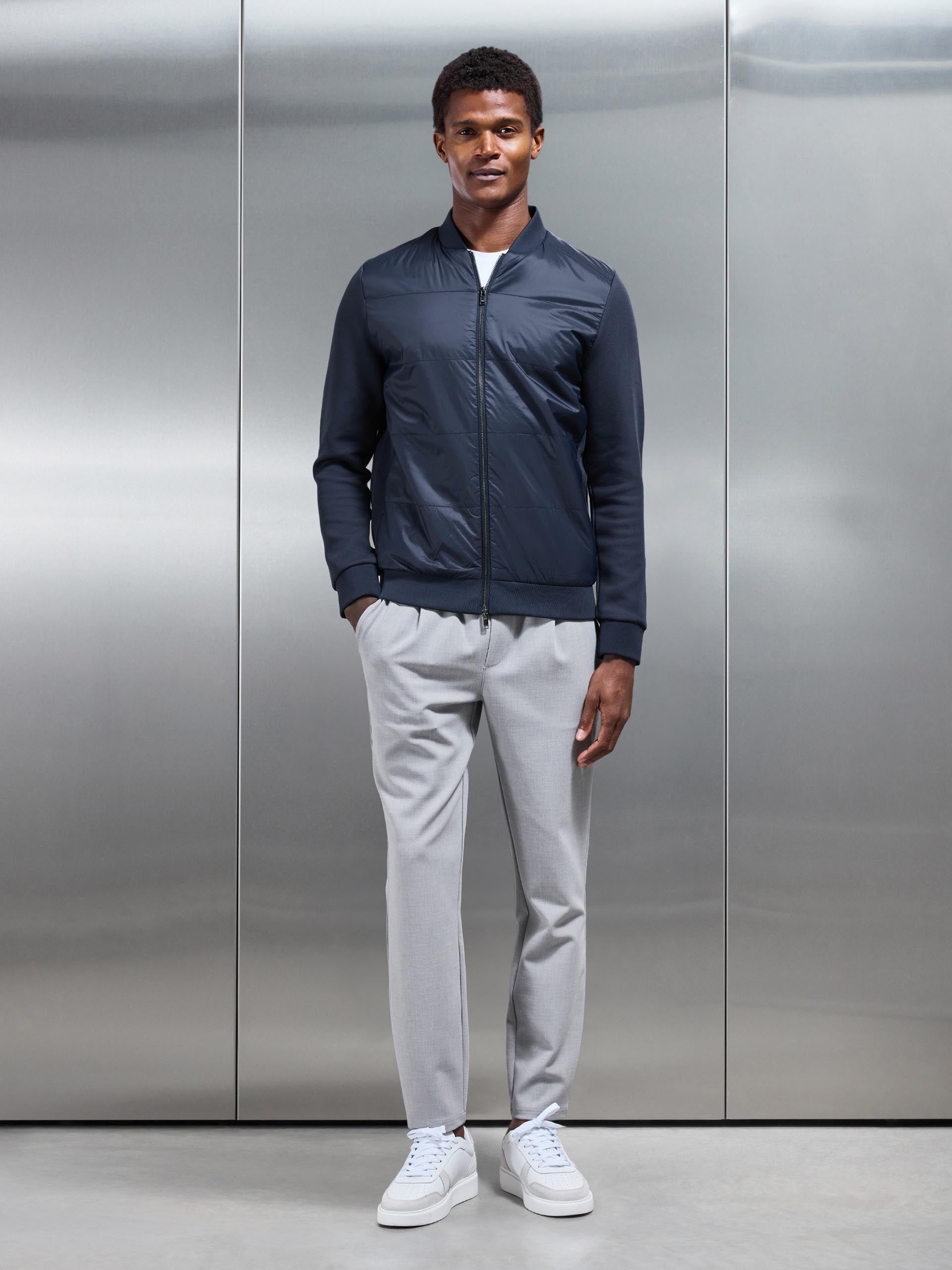 Hybrid Bomber Jacket in Navy