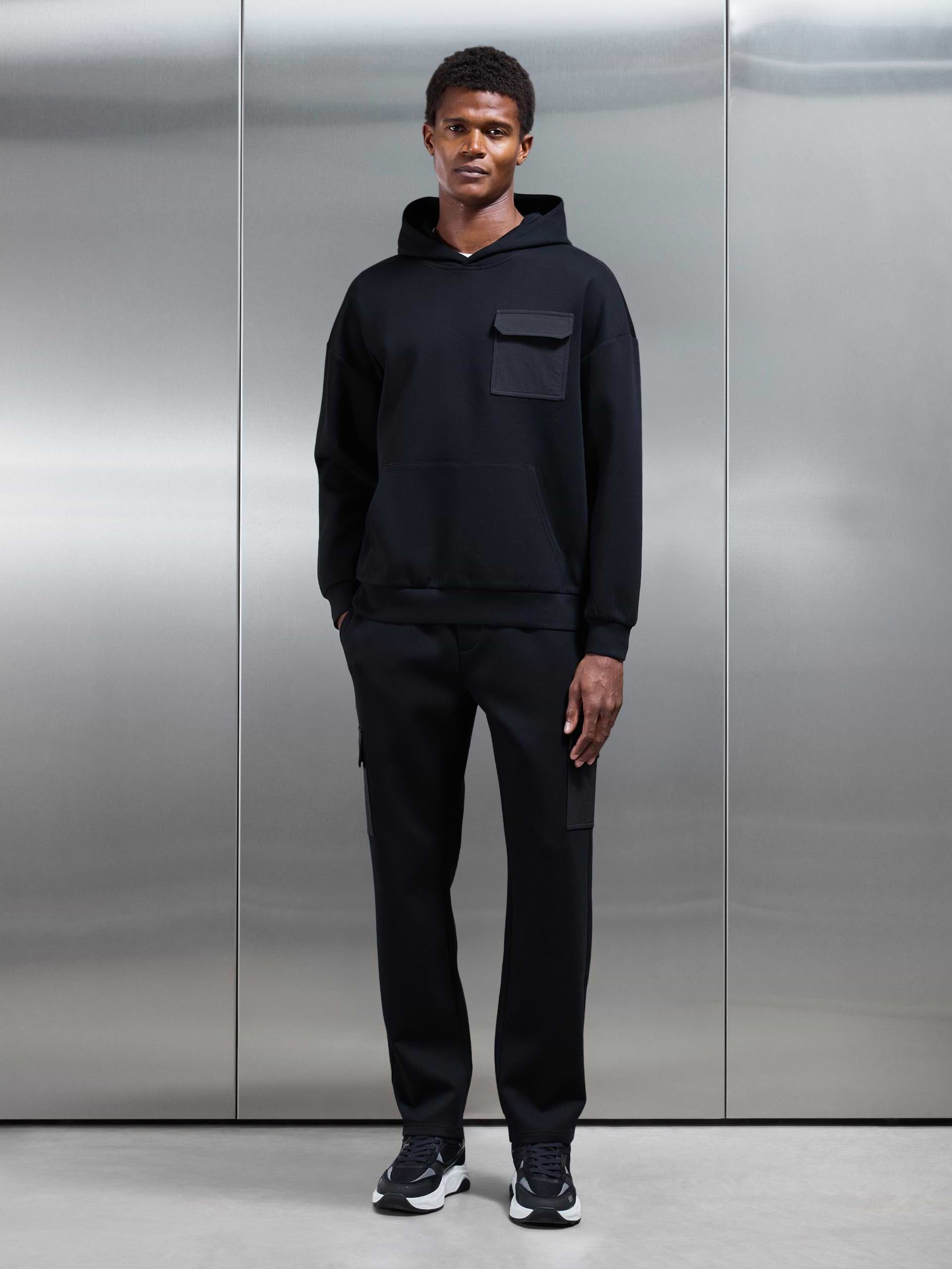 Hybrid Cargo Hoodie in Black
