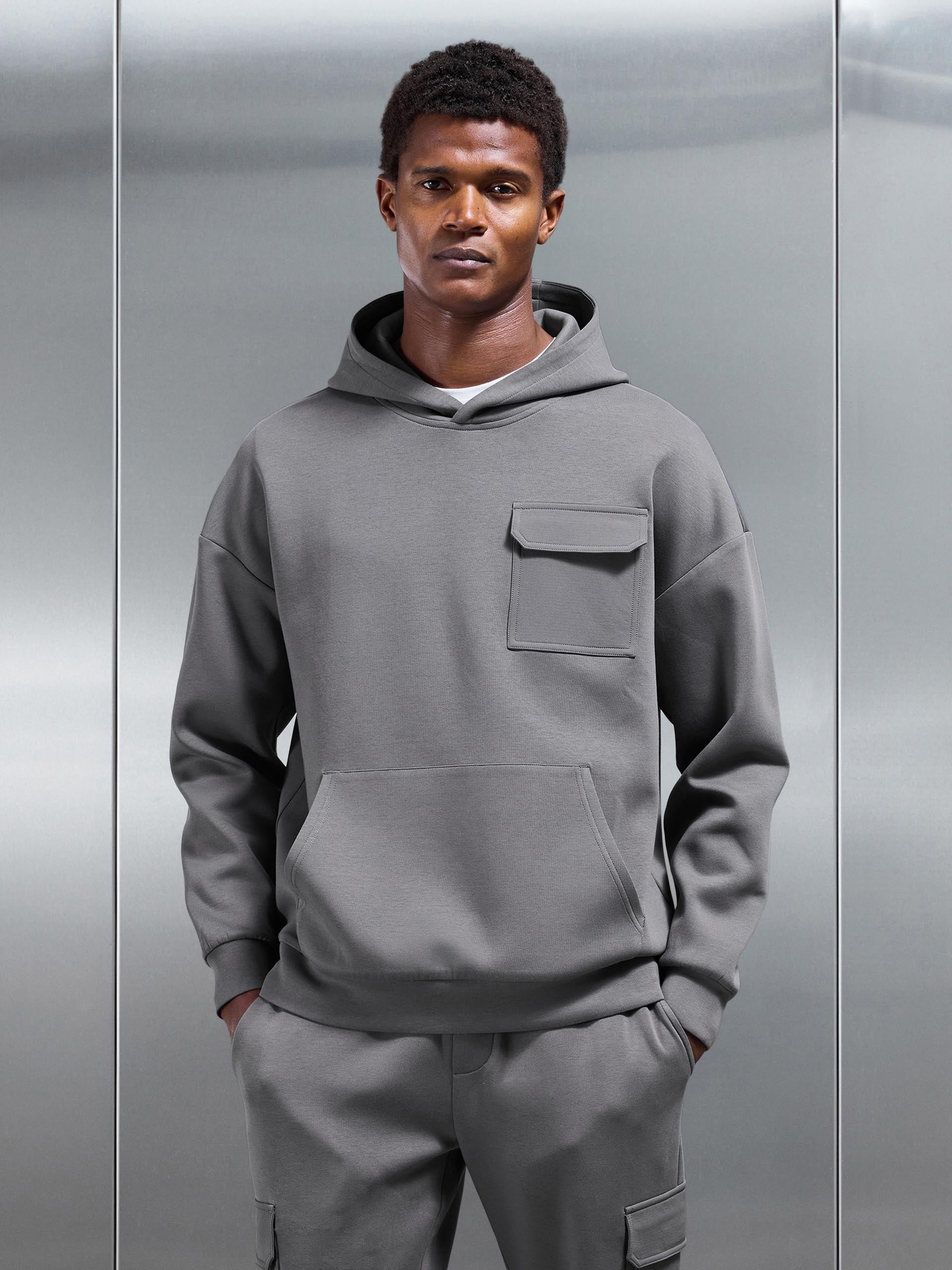 Hybrid Cargo Hoodie in Charcoal