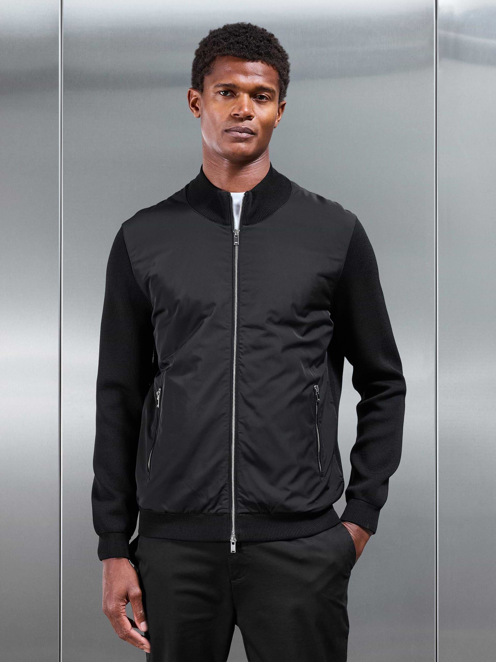 Hybrid Knitted Jacket in Black