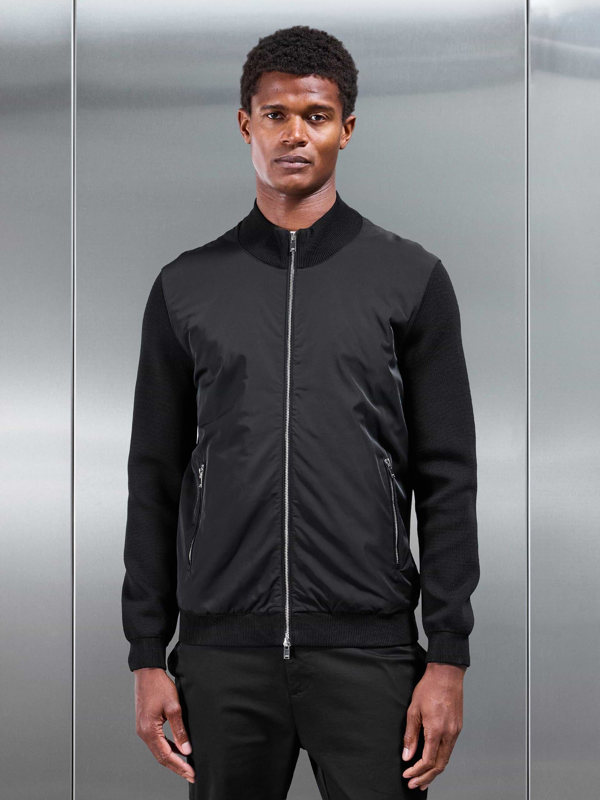 Hybrid Knitted Jacket in Black