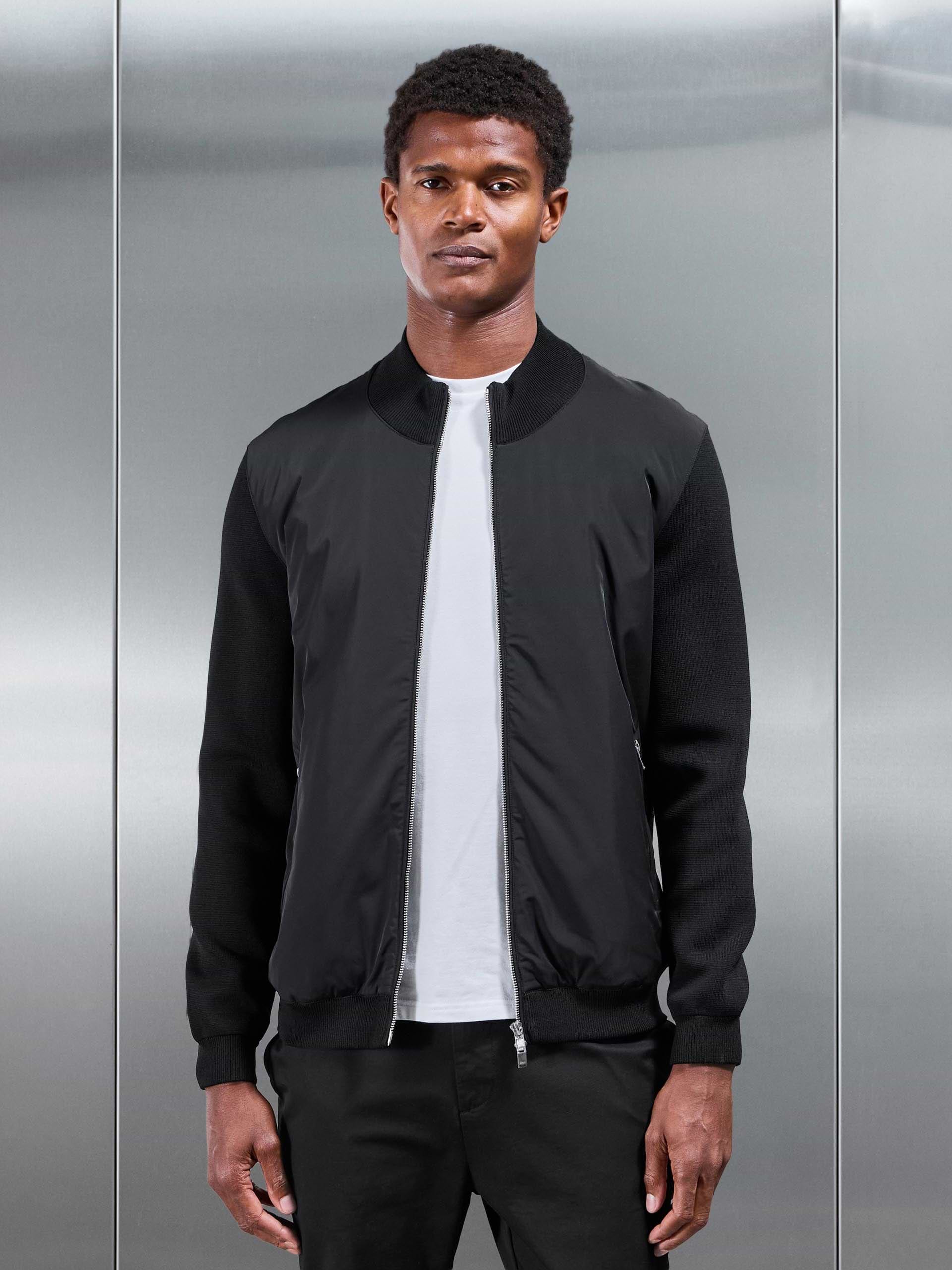 Hybrid Knitted Jacket in Black