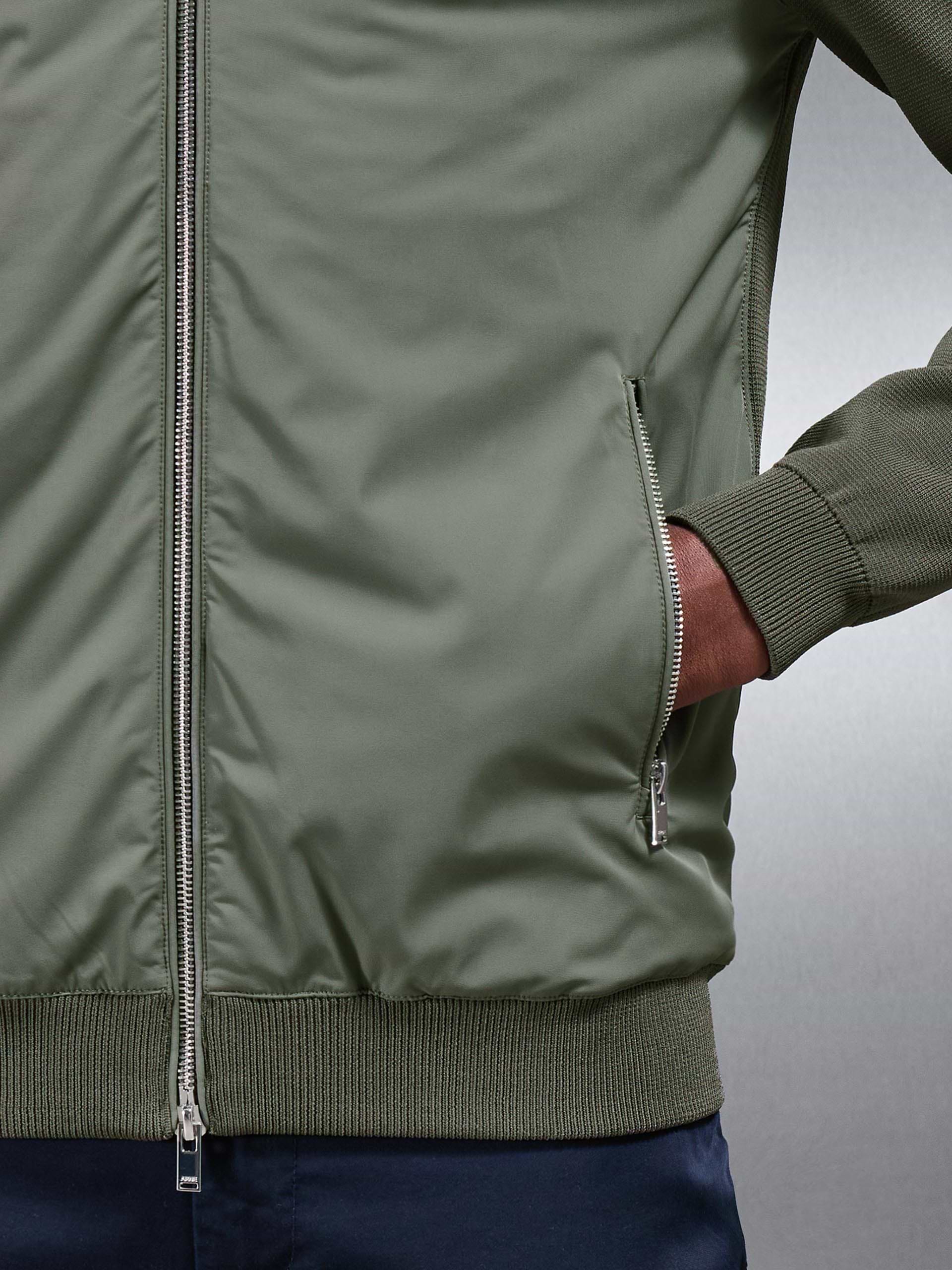 Hybrid Knitted Jacket in Olive