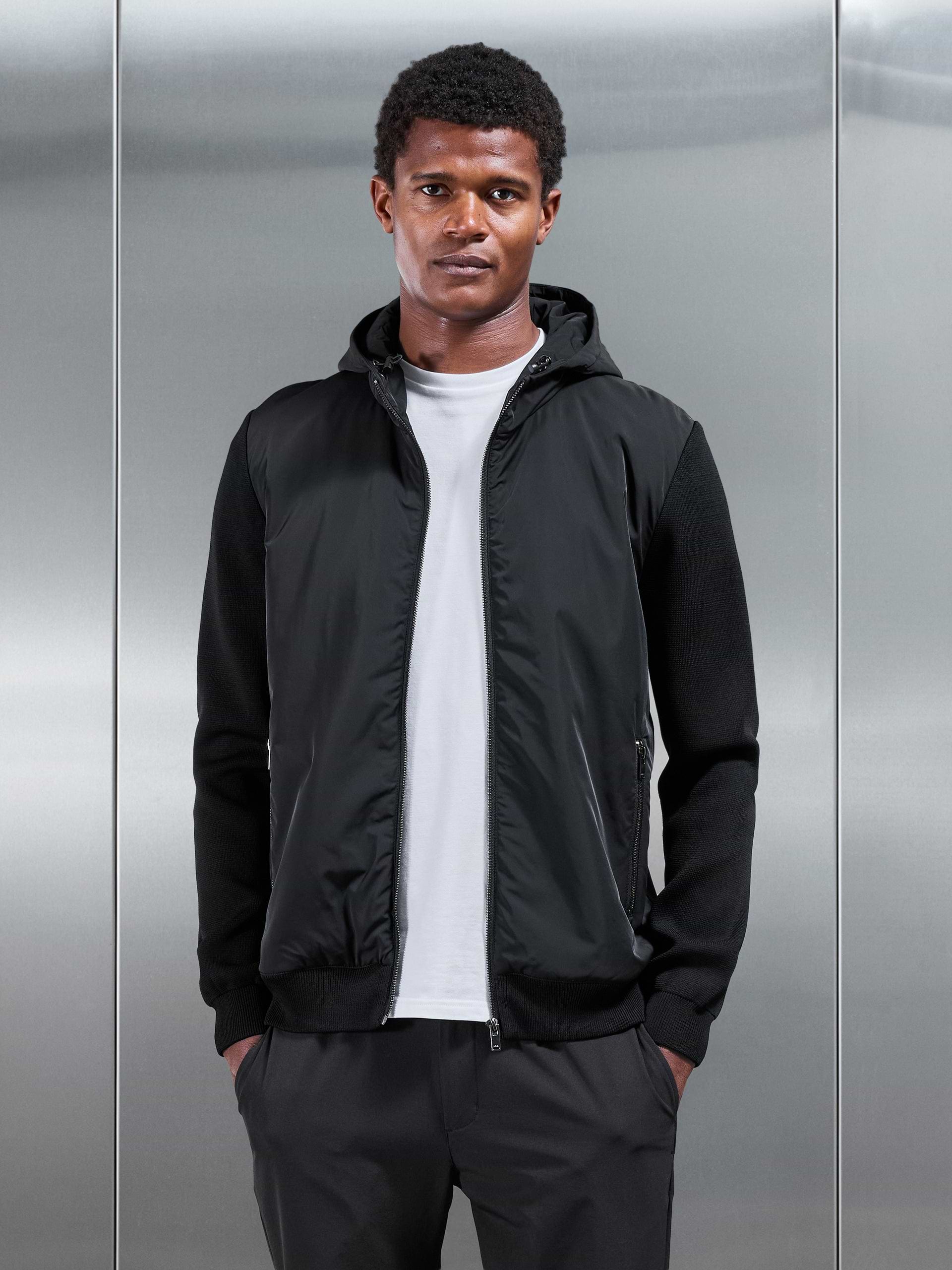 Hybrid Knitted Windbreaker in Black