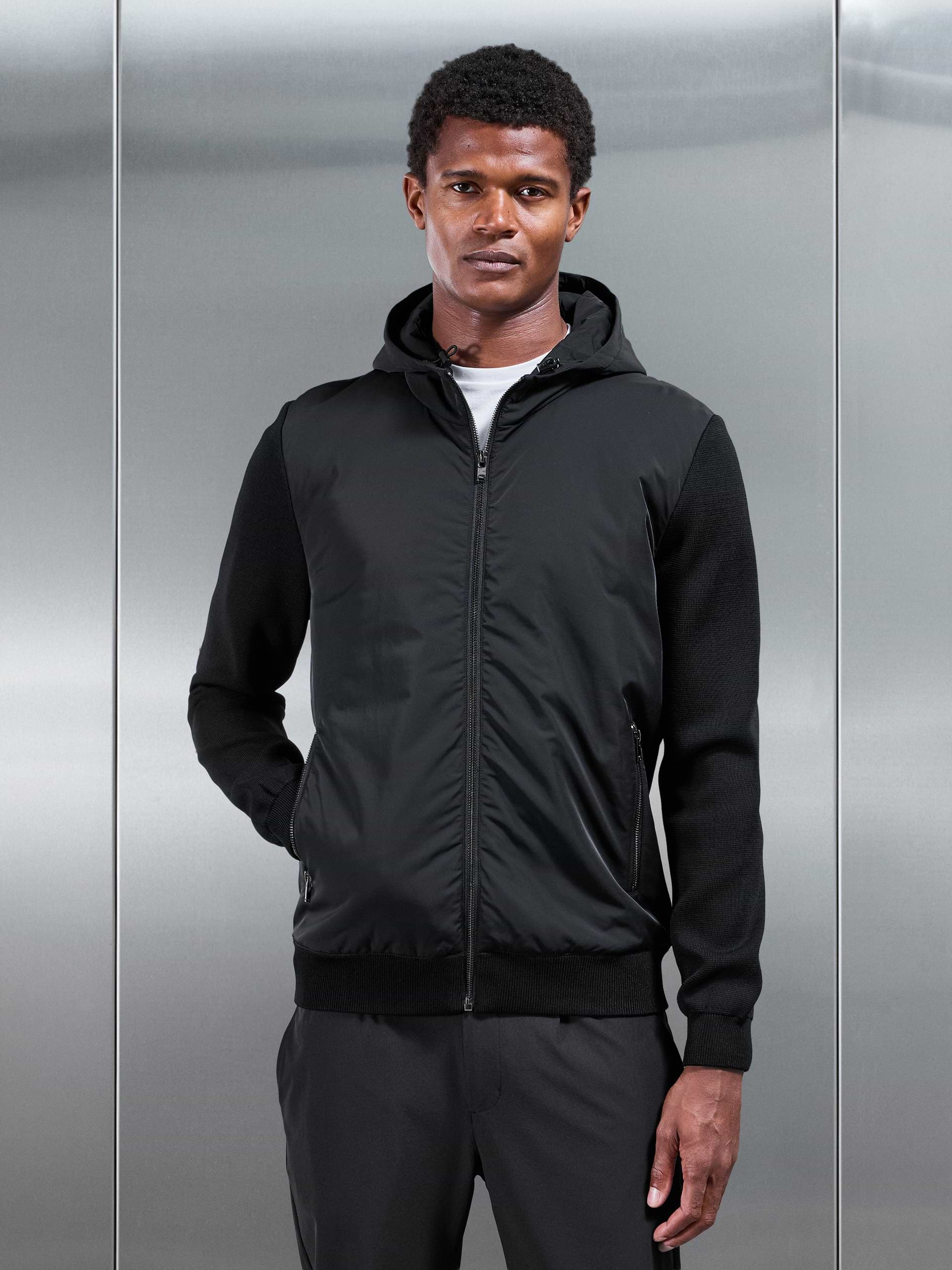 Hybrid Knitted Windbreaker in Black