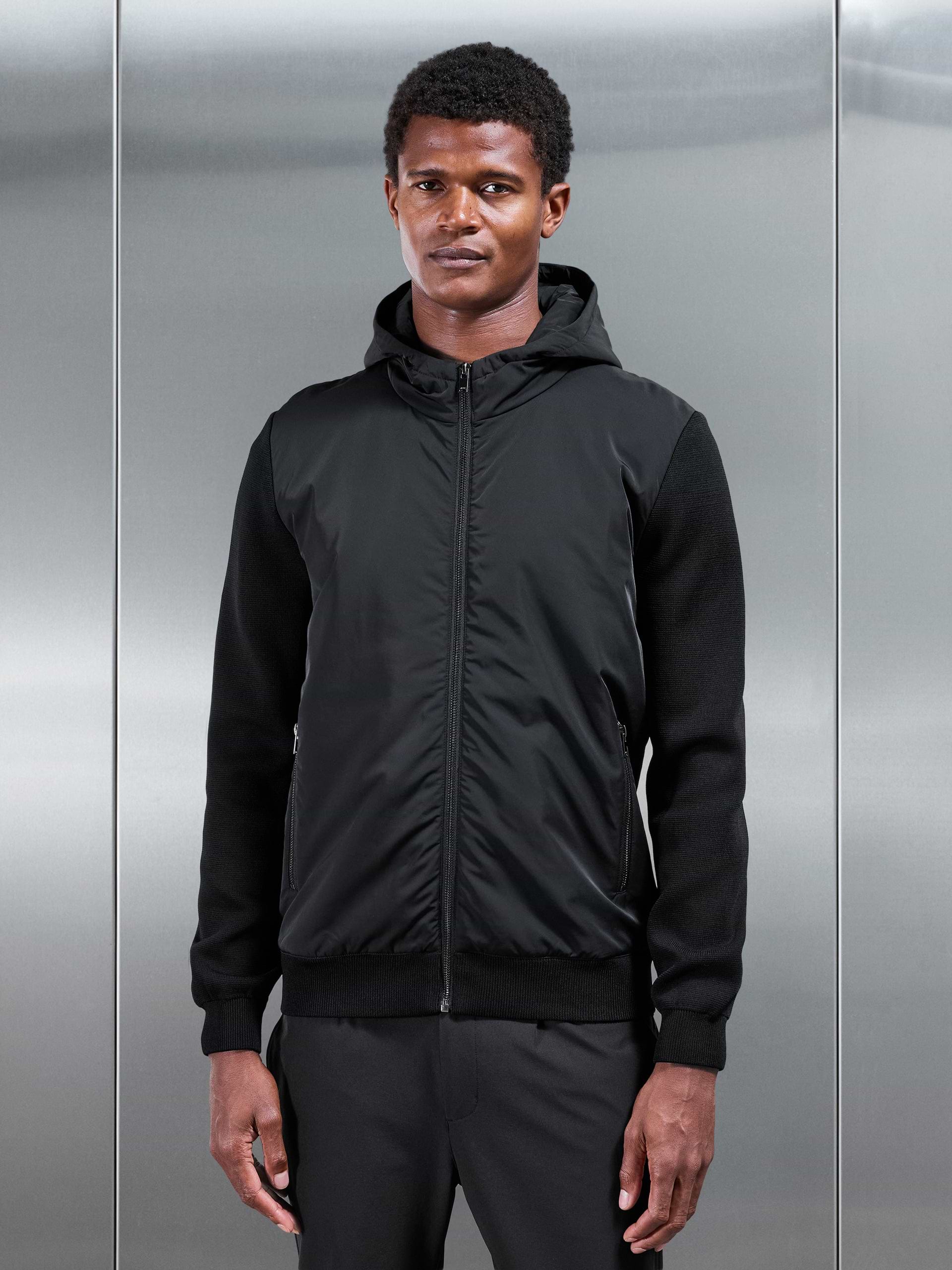 Hybrid Knitted Windbreaker in Black