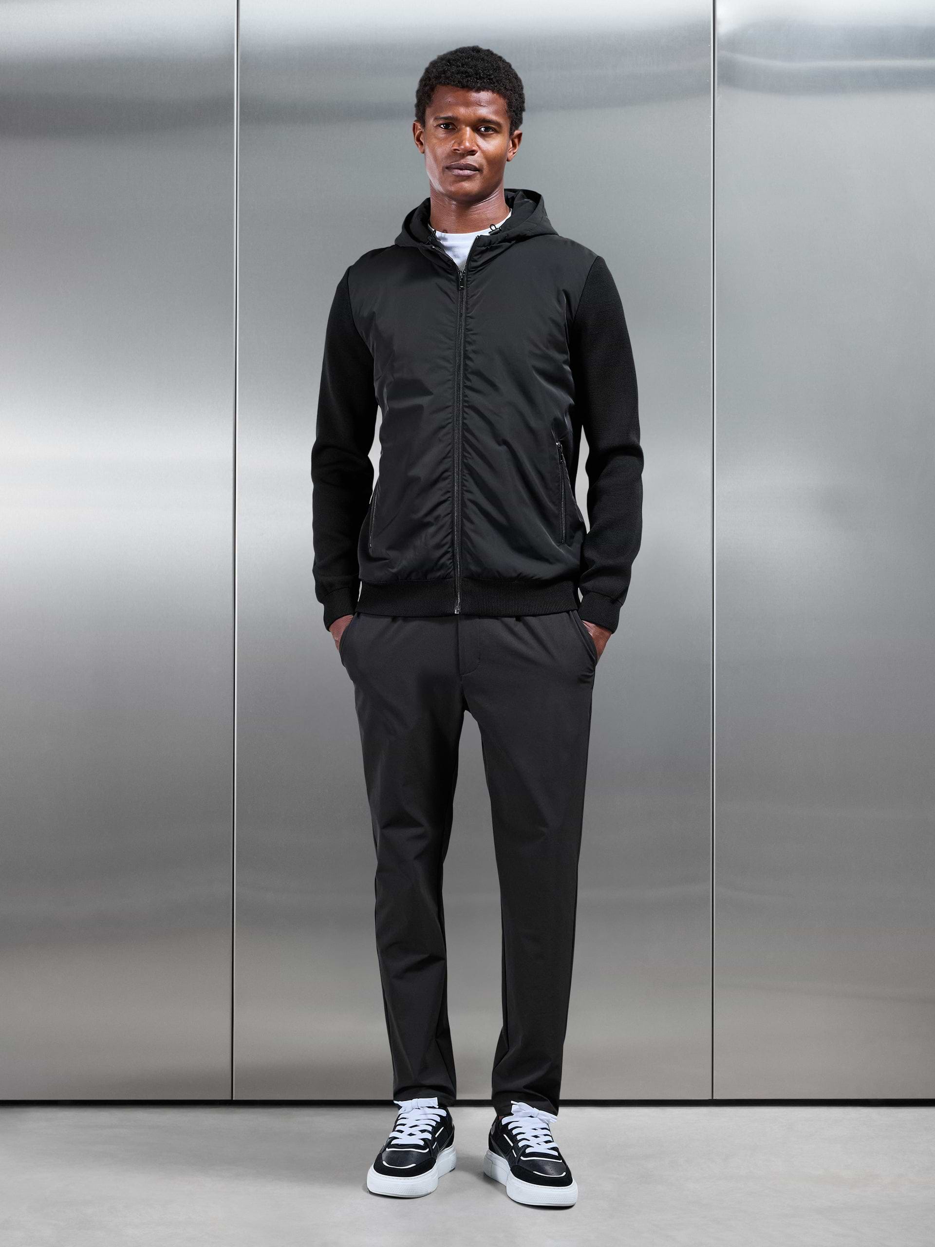 Hybrid Knitted Windbreaker in Black