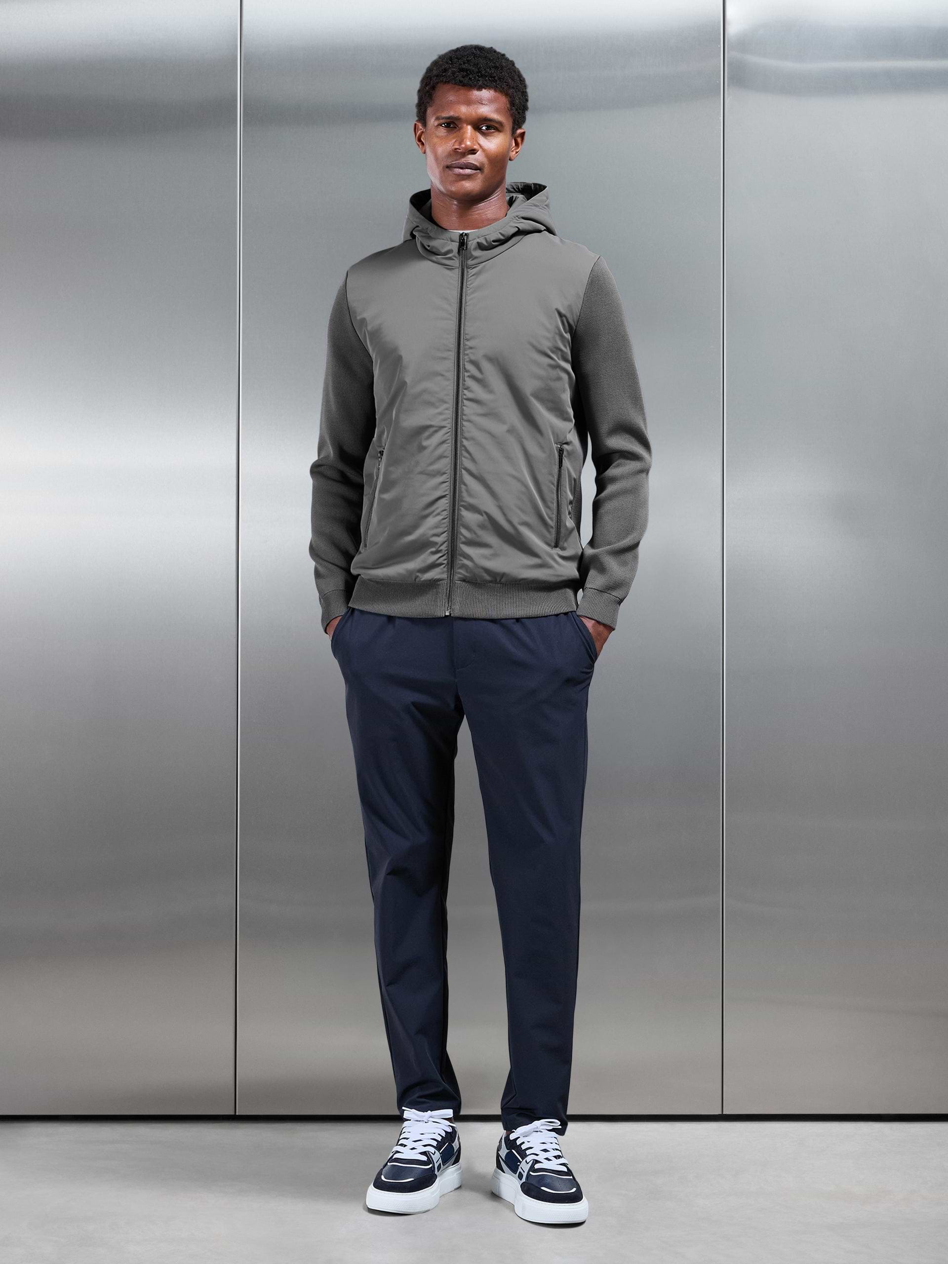 Hybrid Knitted Windbreaker in Grey