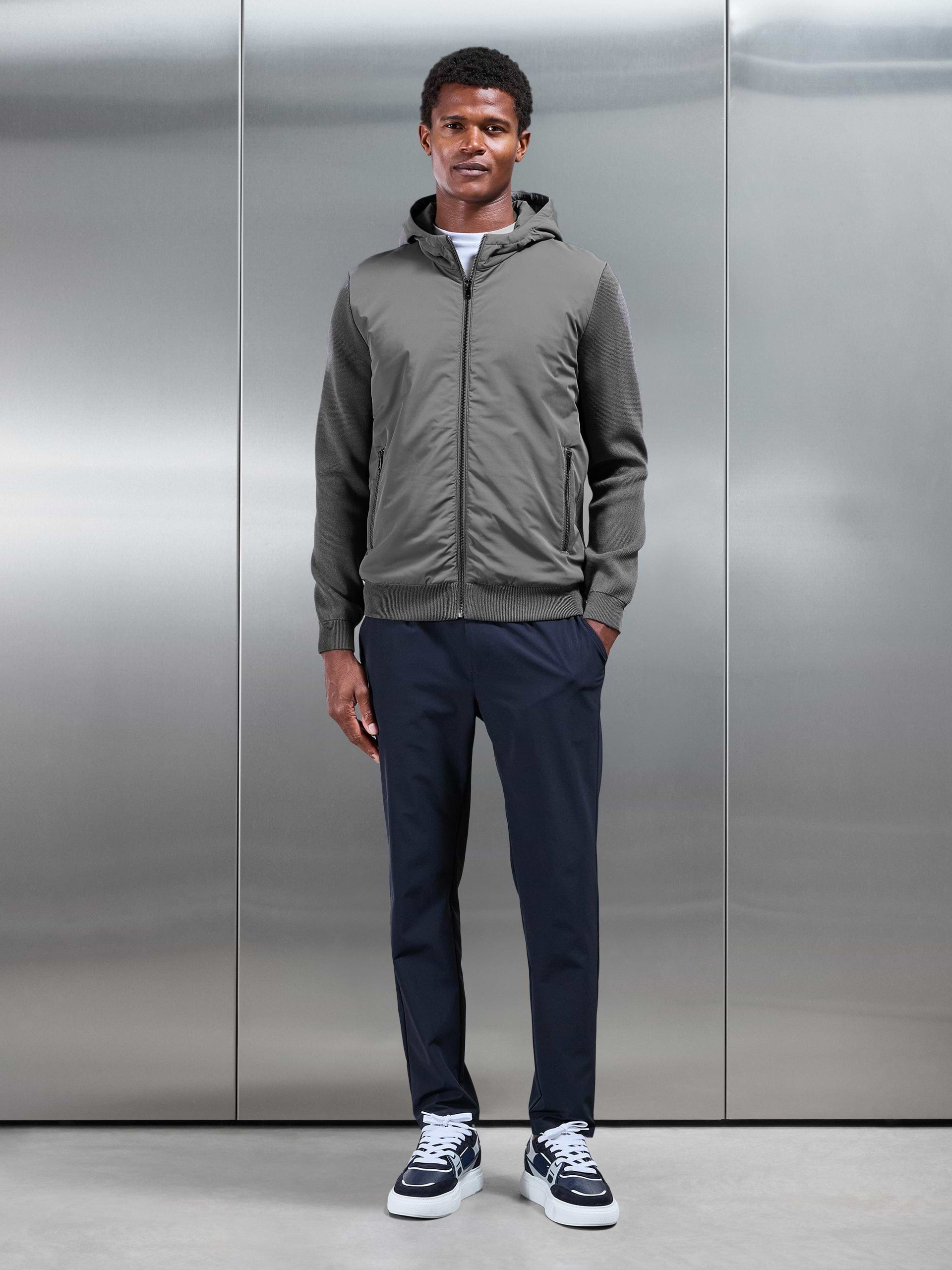 Hybrid Knitted Windbreaker in Grey