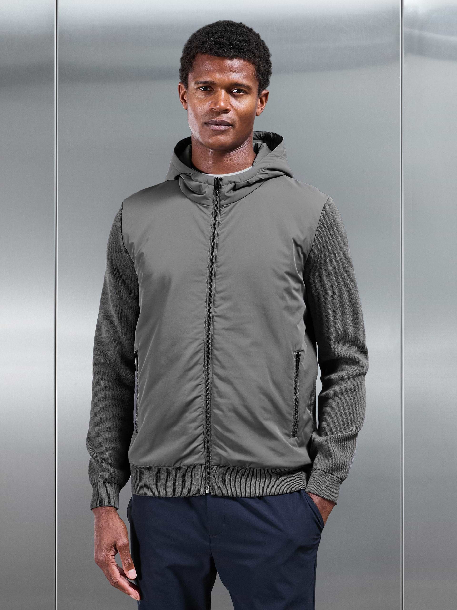 Hybrid Knitted Windbreaker in Grey