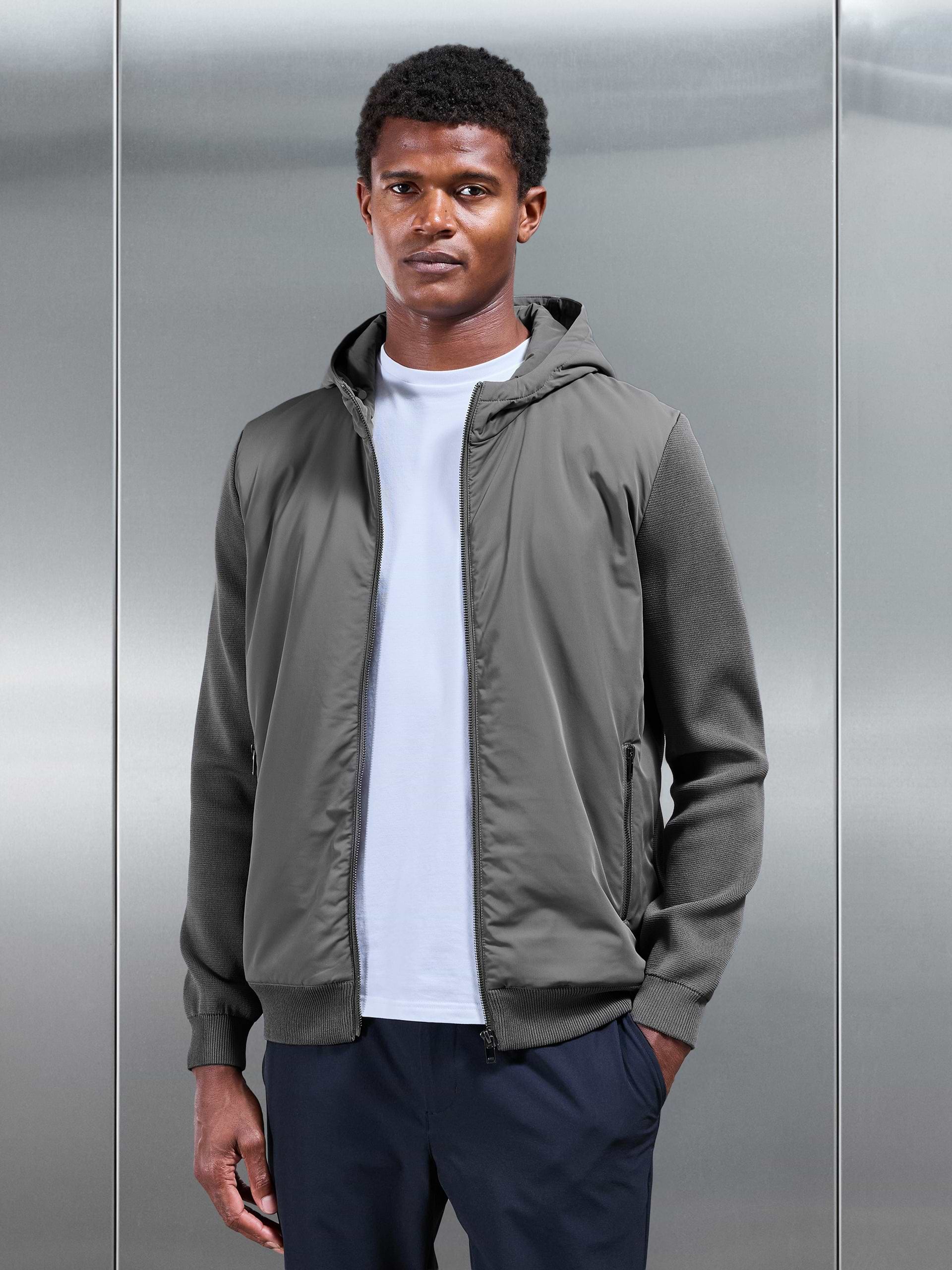 Hybrid Knitted Windbreaker in Grey
