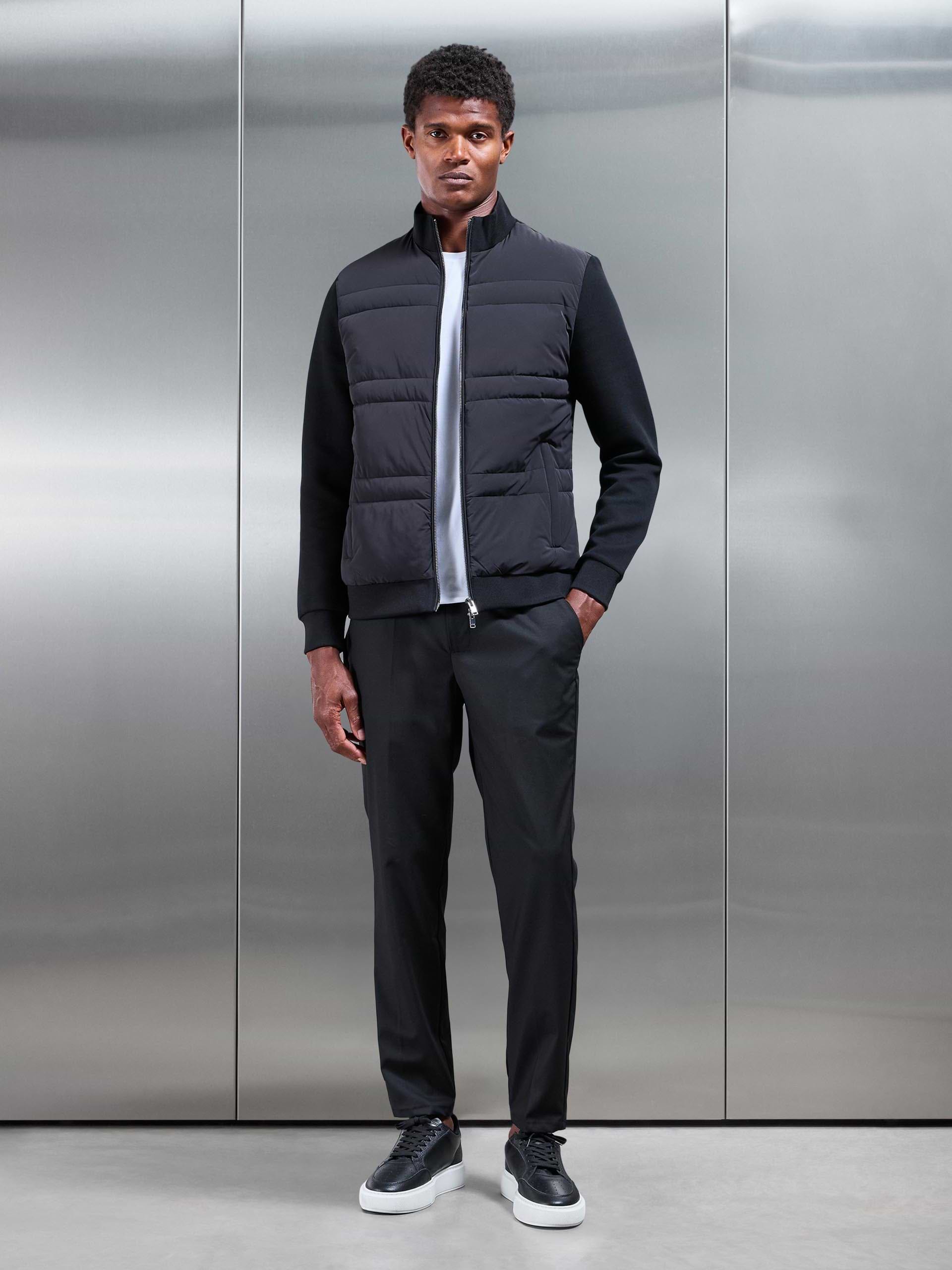 Hybrid Panel Puffer Jacket in Black