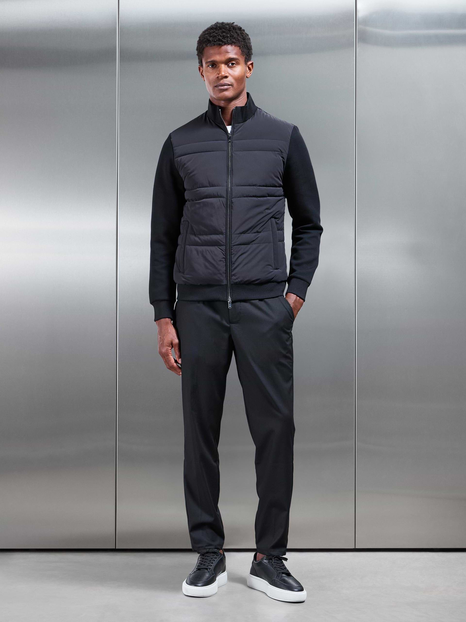 Hybrid Panel Puffer Jacket in Black