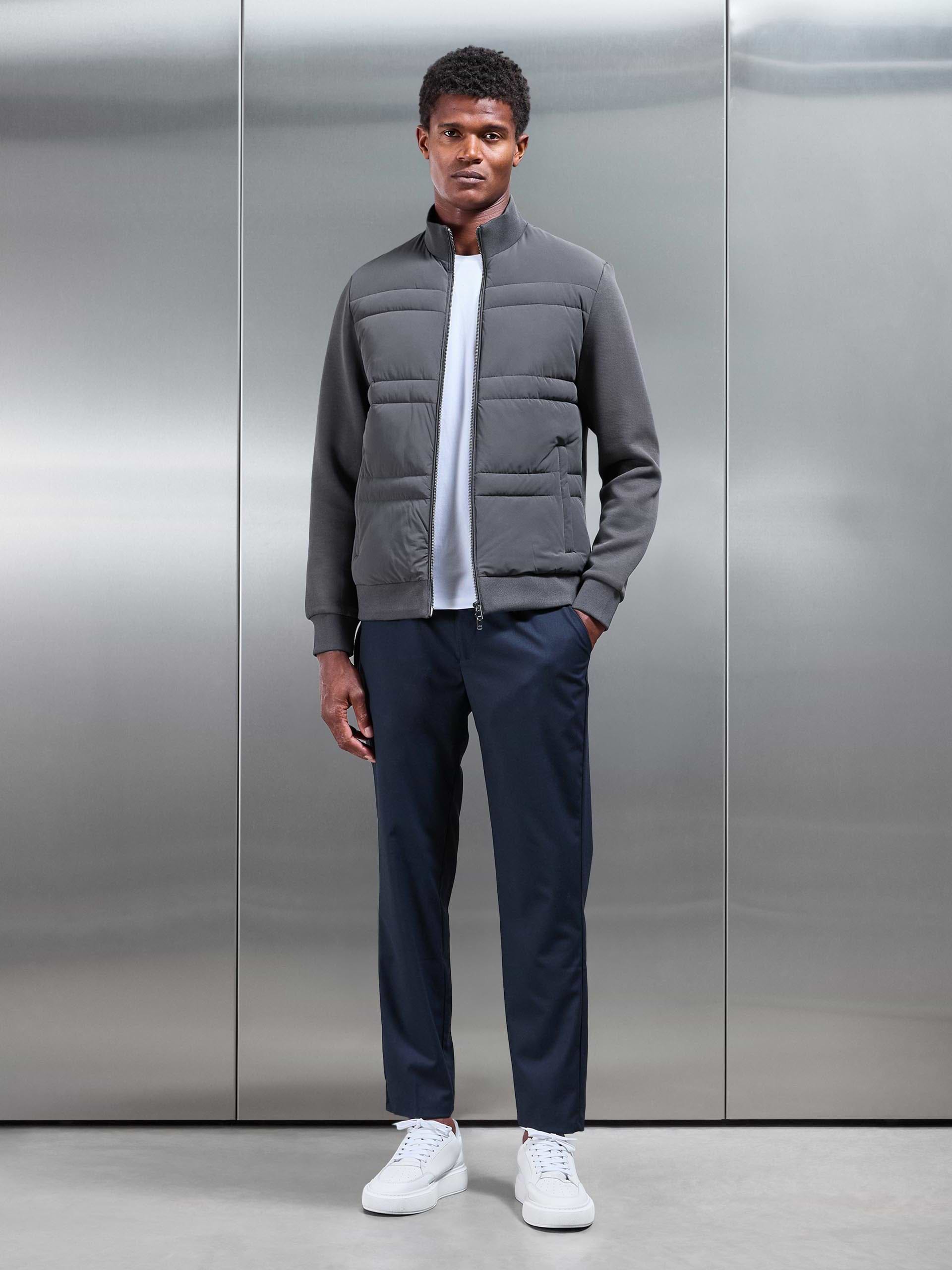 Hybrid Panel Puffer Jacket in Grey