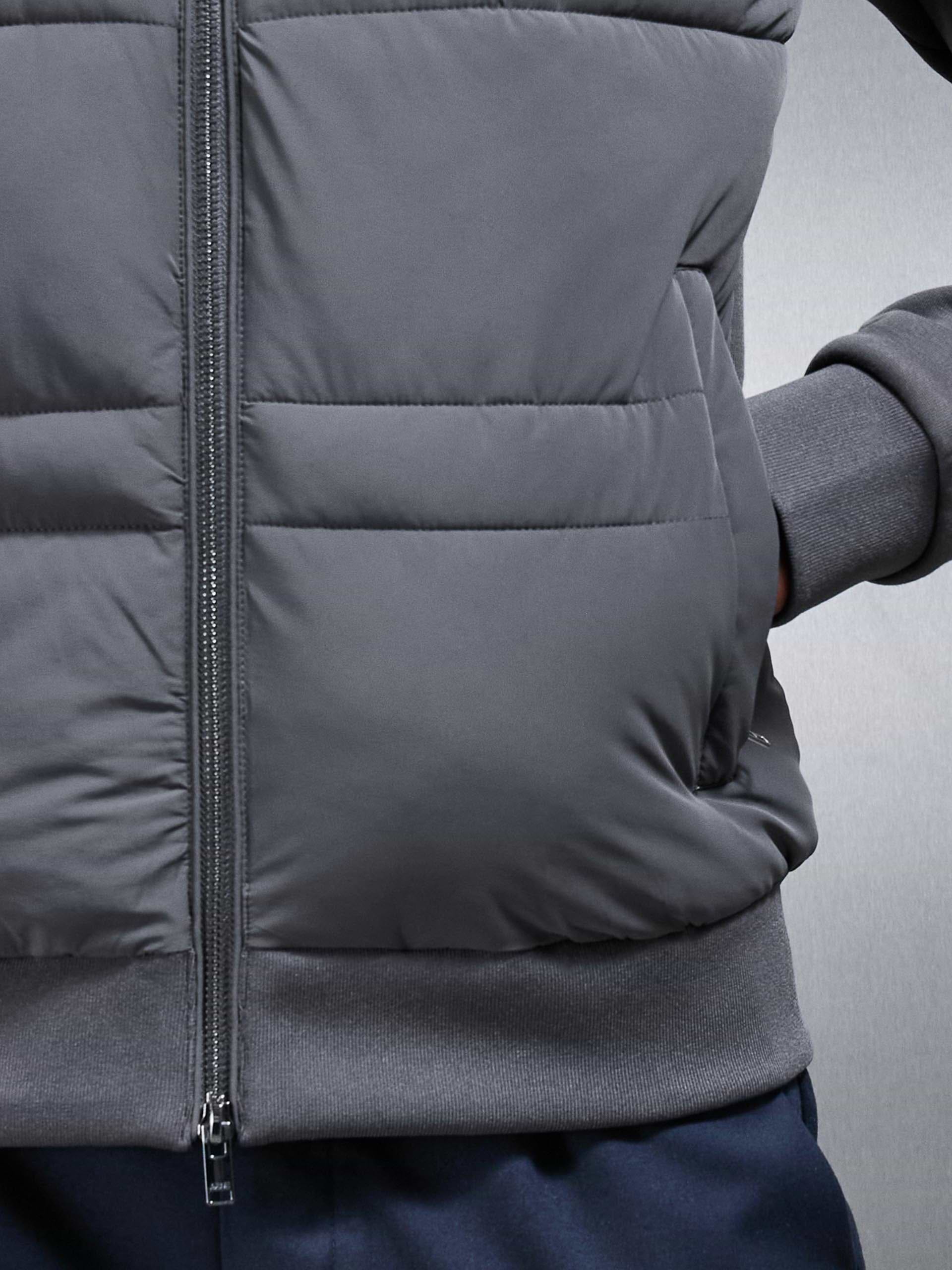 Hybrid Panel Puffer Jacket in Grey