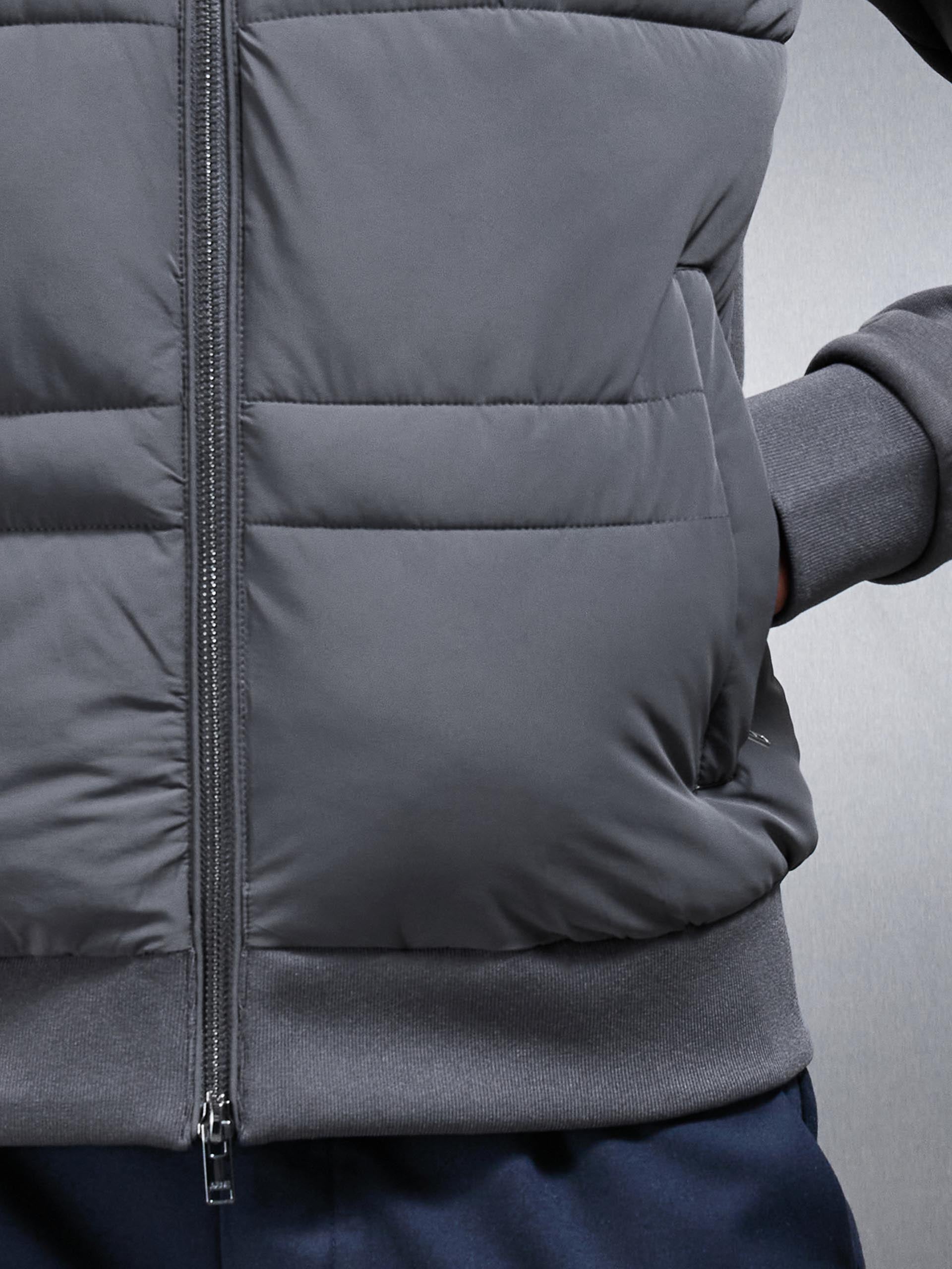 Hybrid Panel Puffer Jacket in Grey