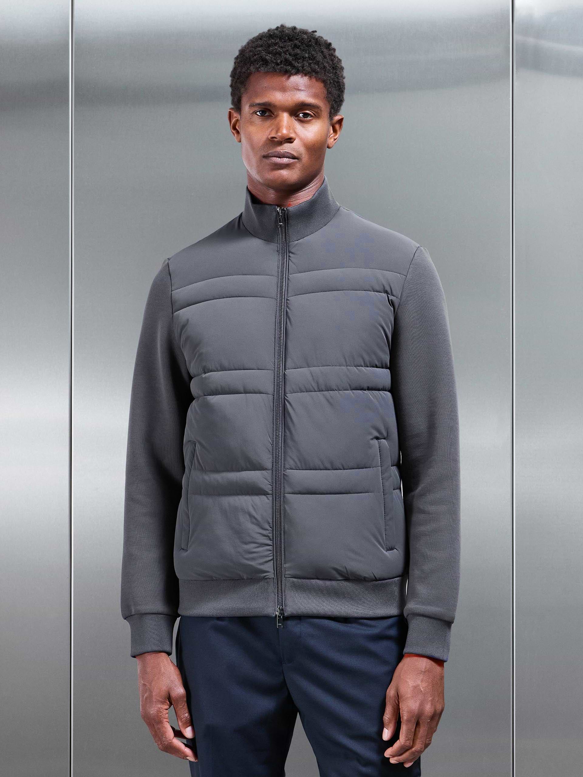 Hybrid Panel Puffer Jacket in Grey