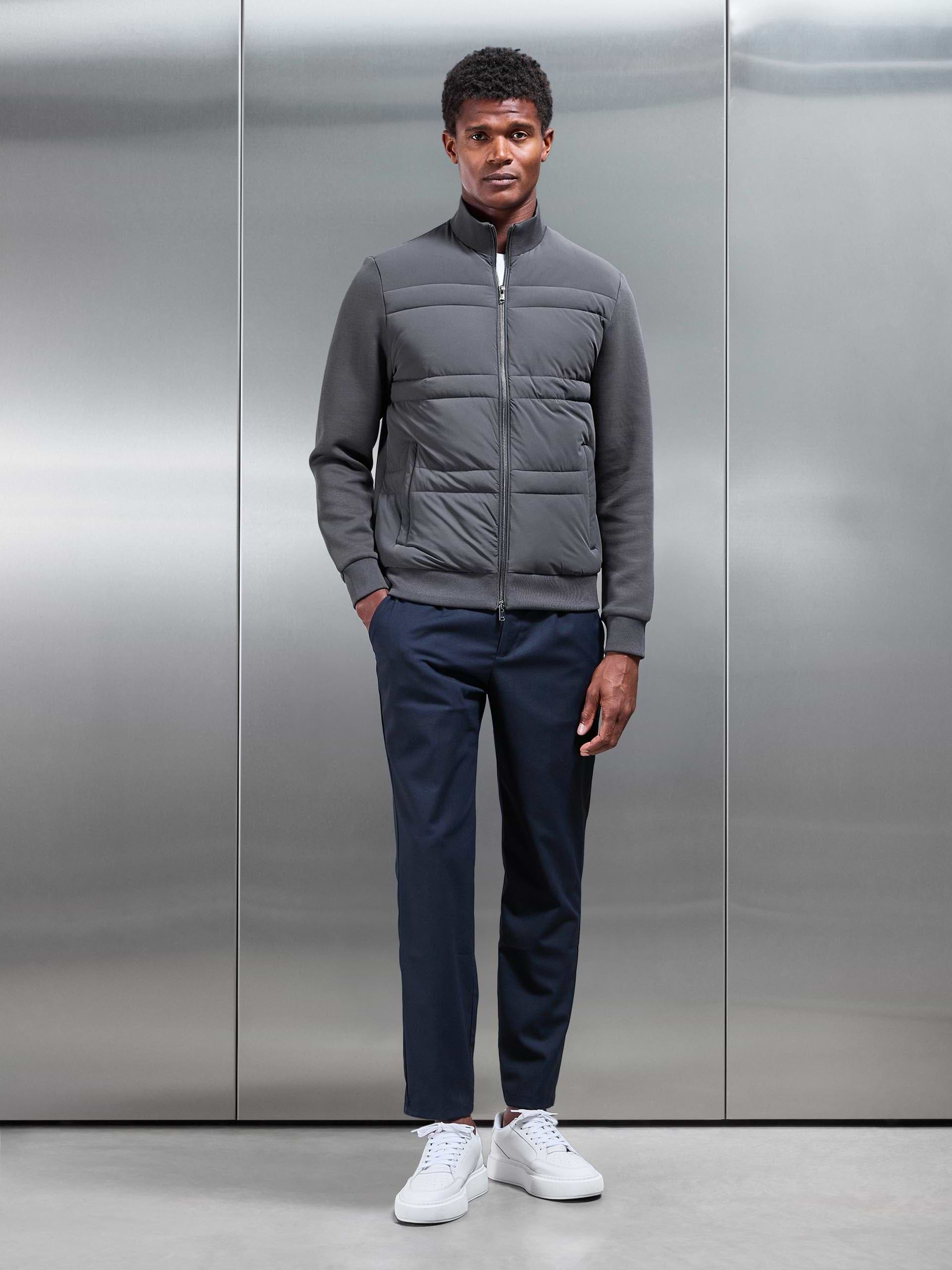 Hybrid Panel Puffer Jacket in Grey