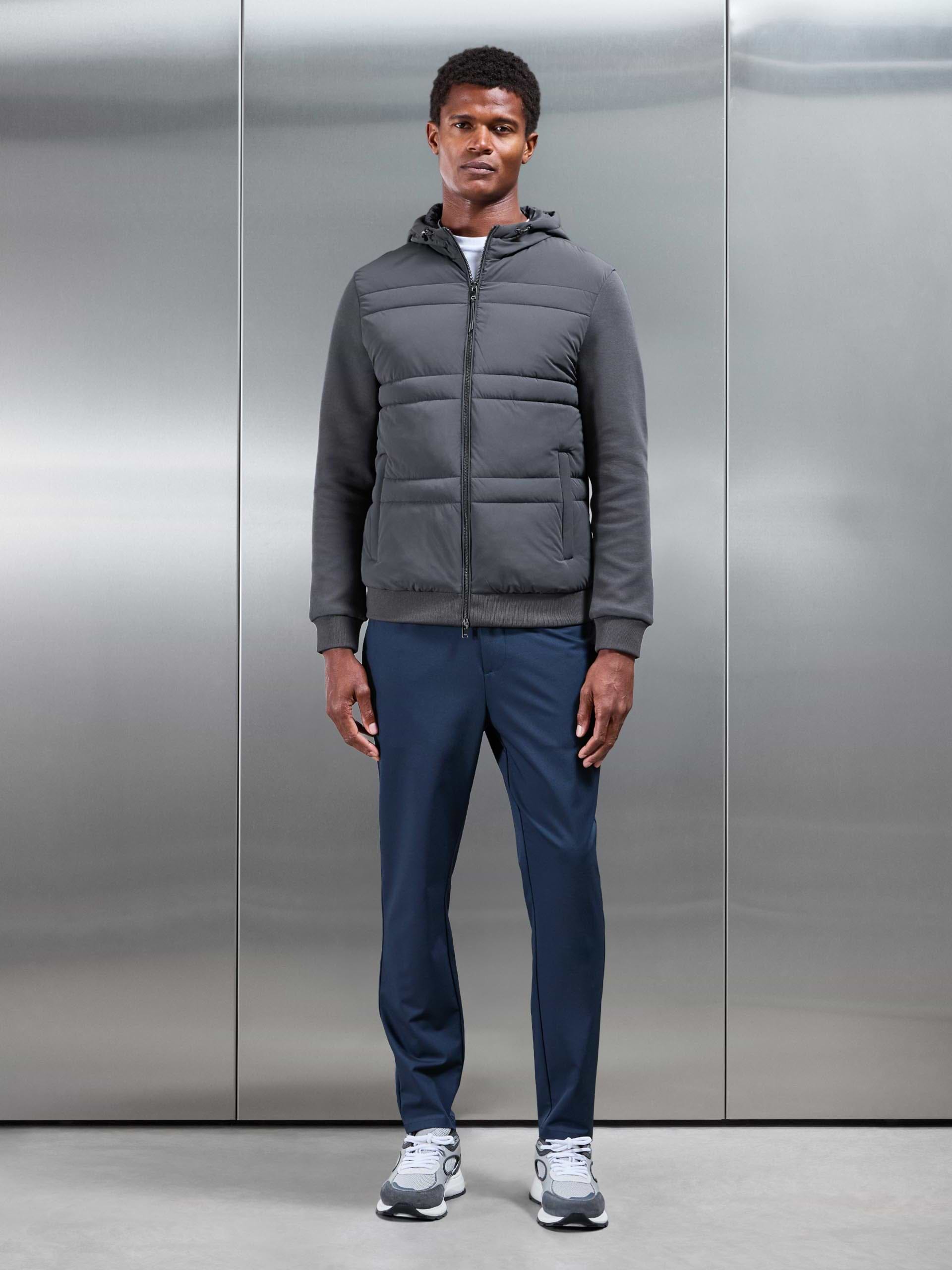 Hybrid Panel Puffer Windbreaker in Grey