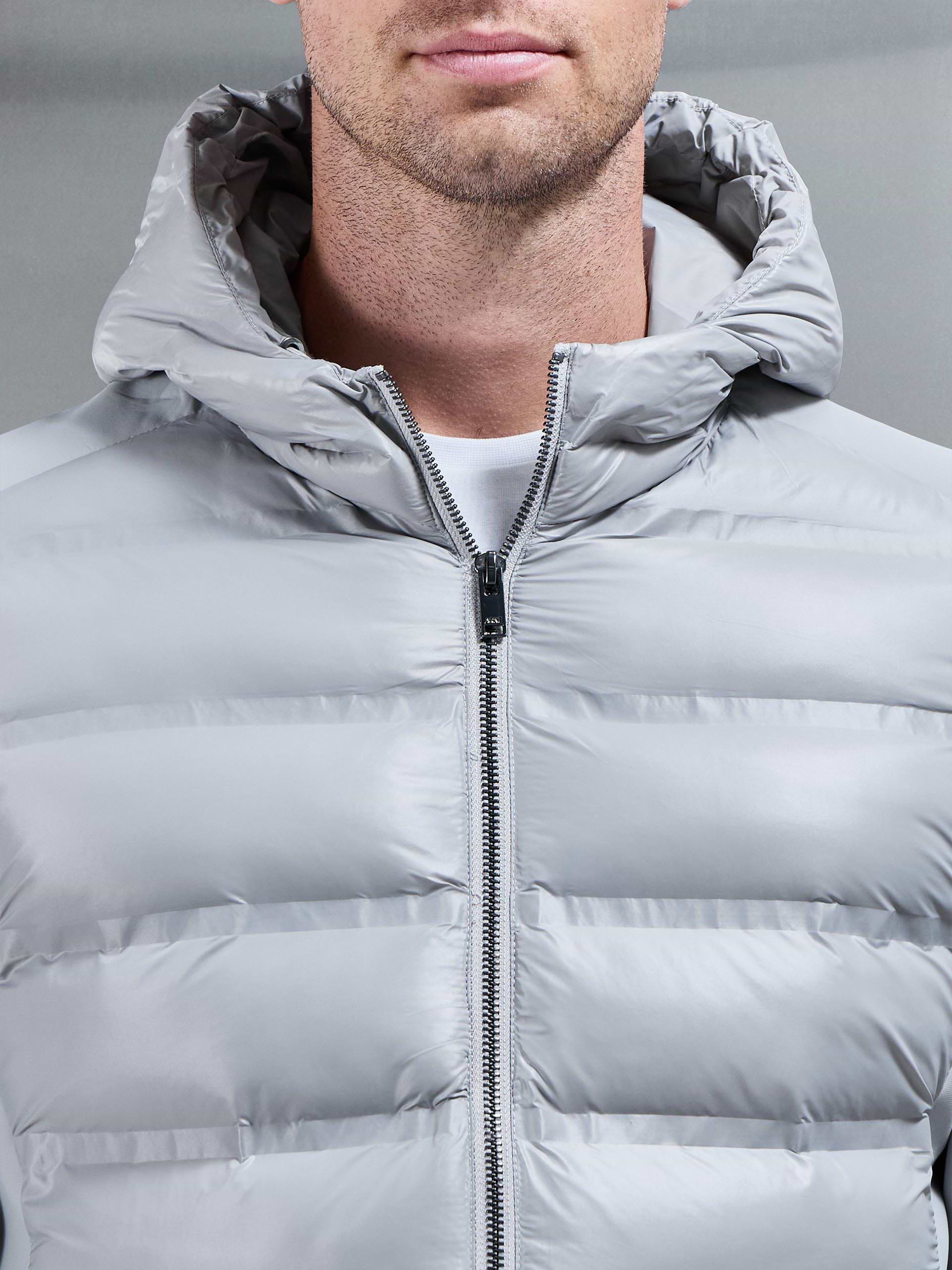 Hybrid Puffer Jacket in Mid Grey