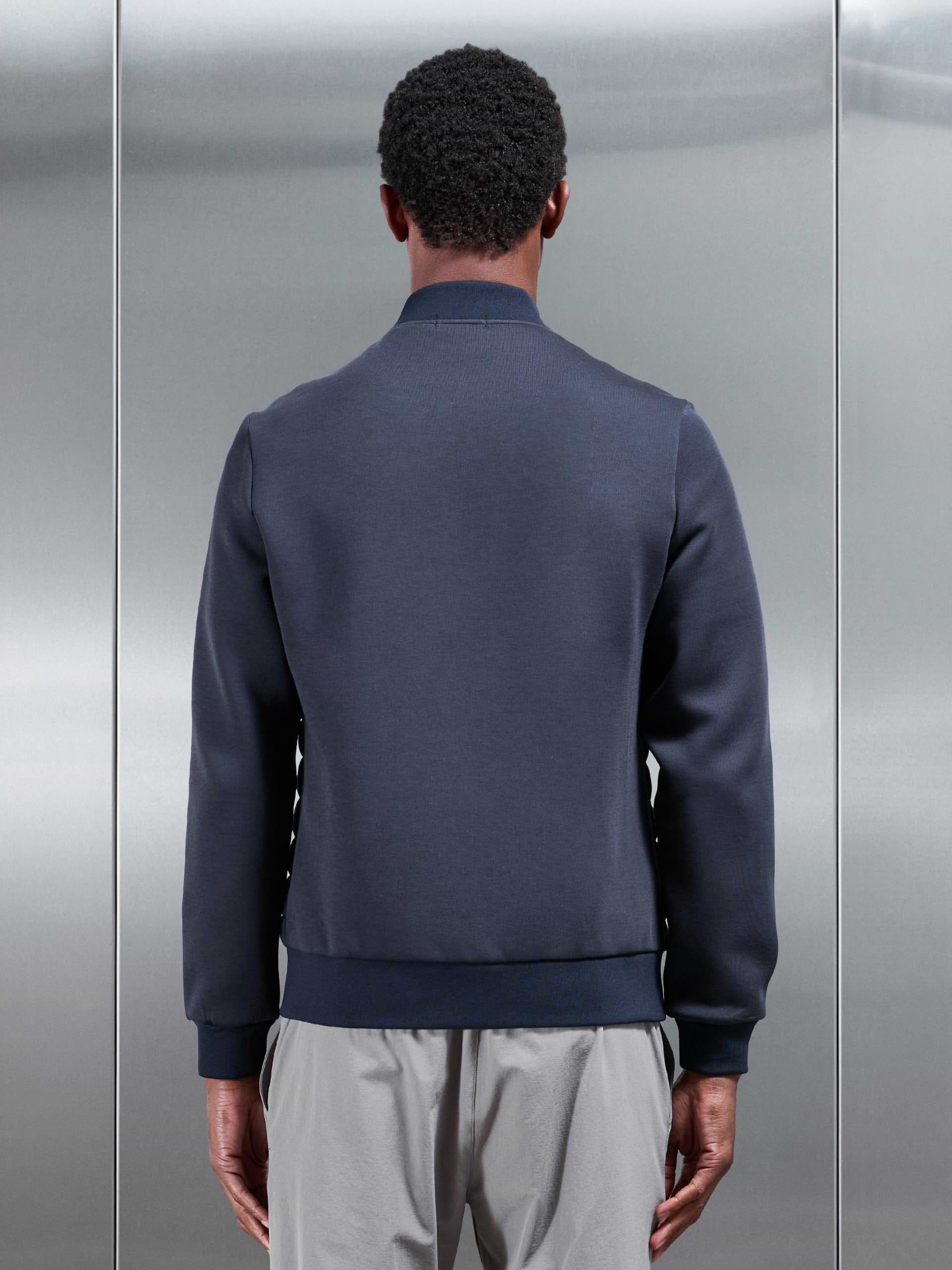 Hybrid Quilted Bomber Jacket in Navy