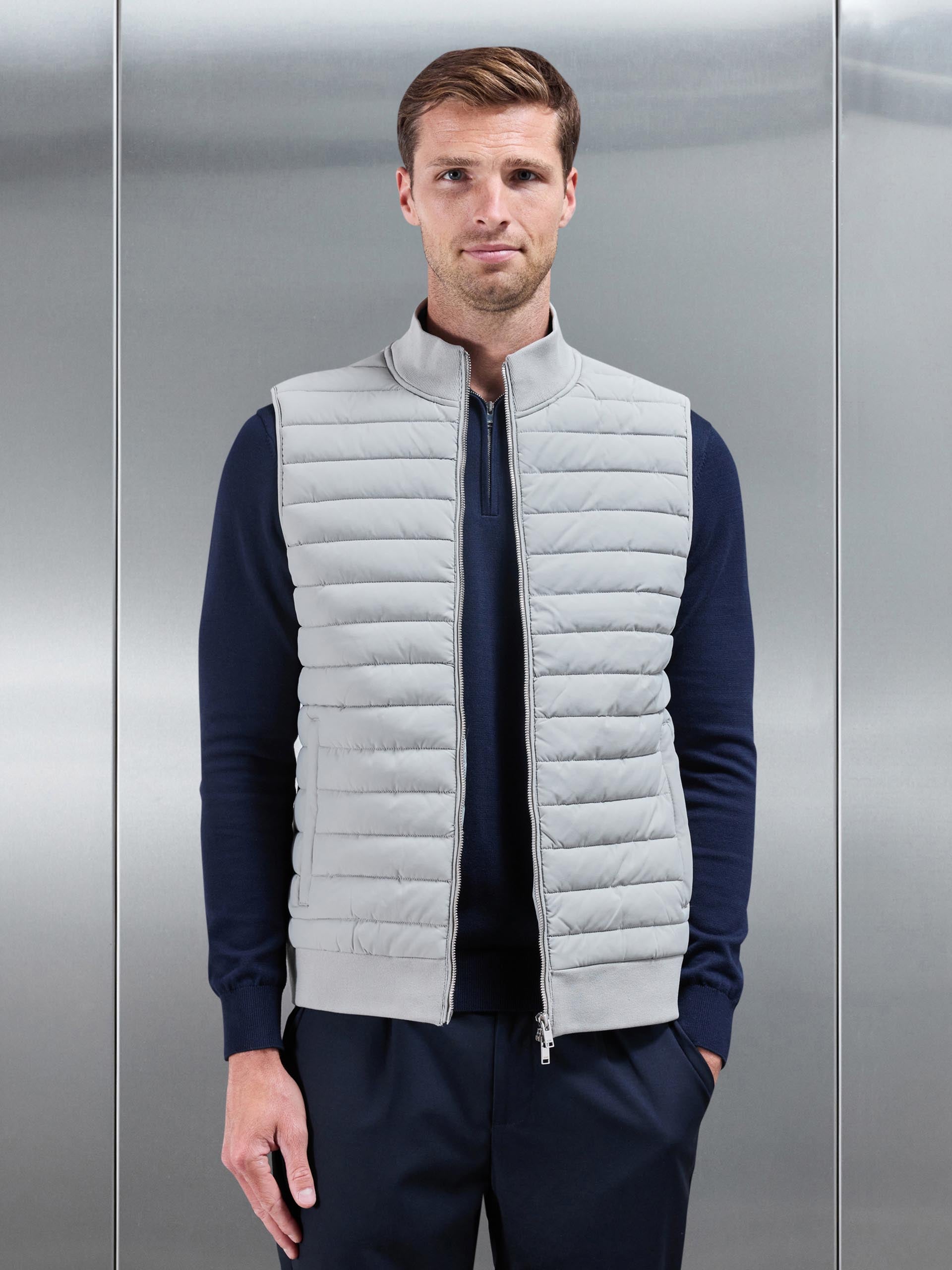 Hybrid Quilted Gilet in Stone