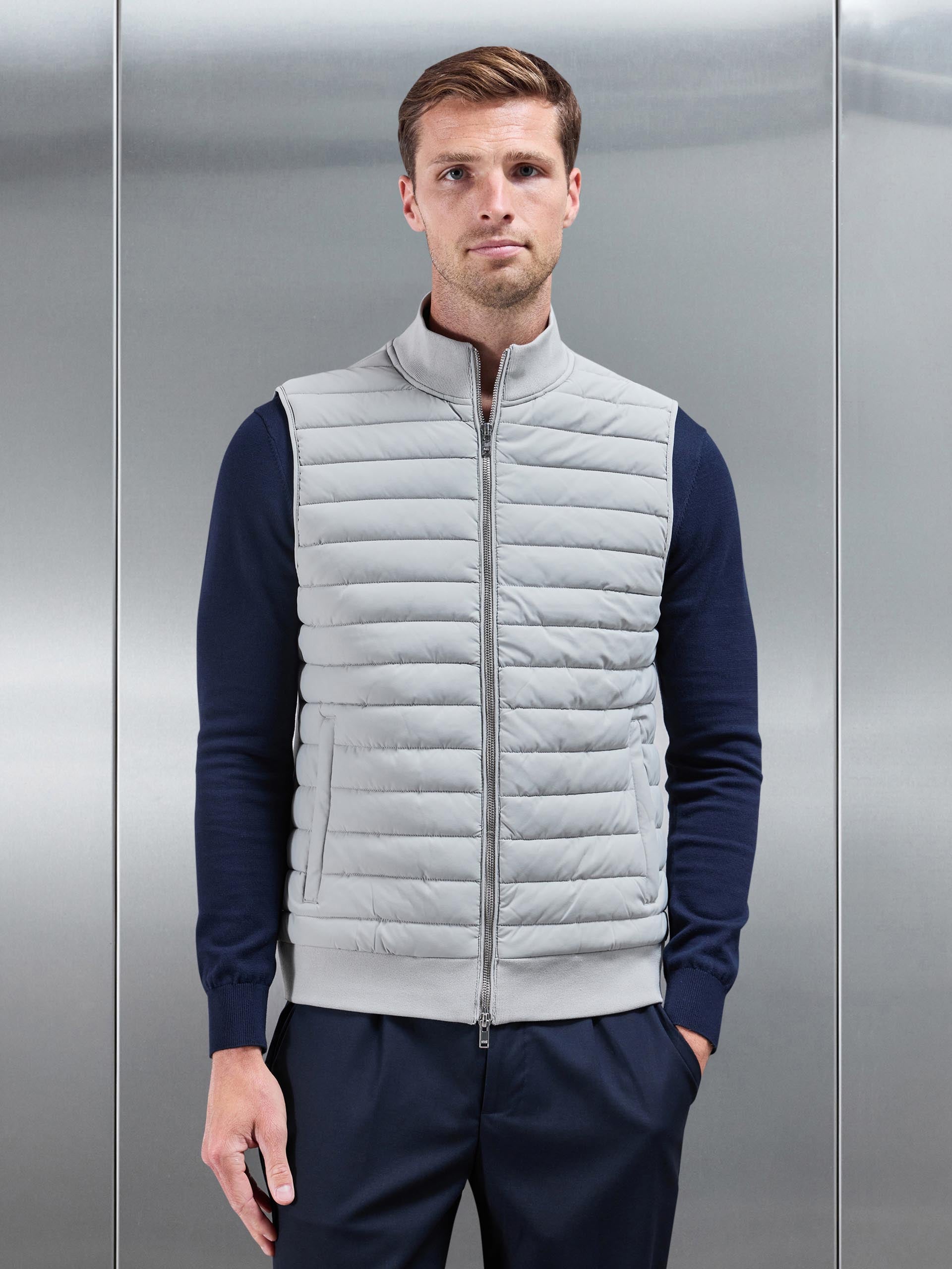 Hybrid Quilted Gilet in Stone