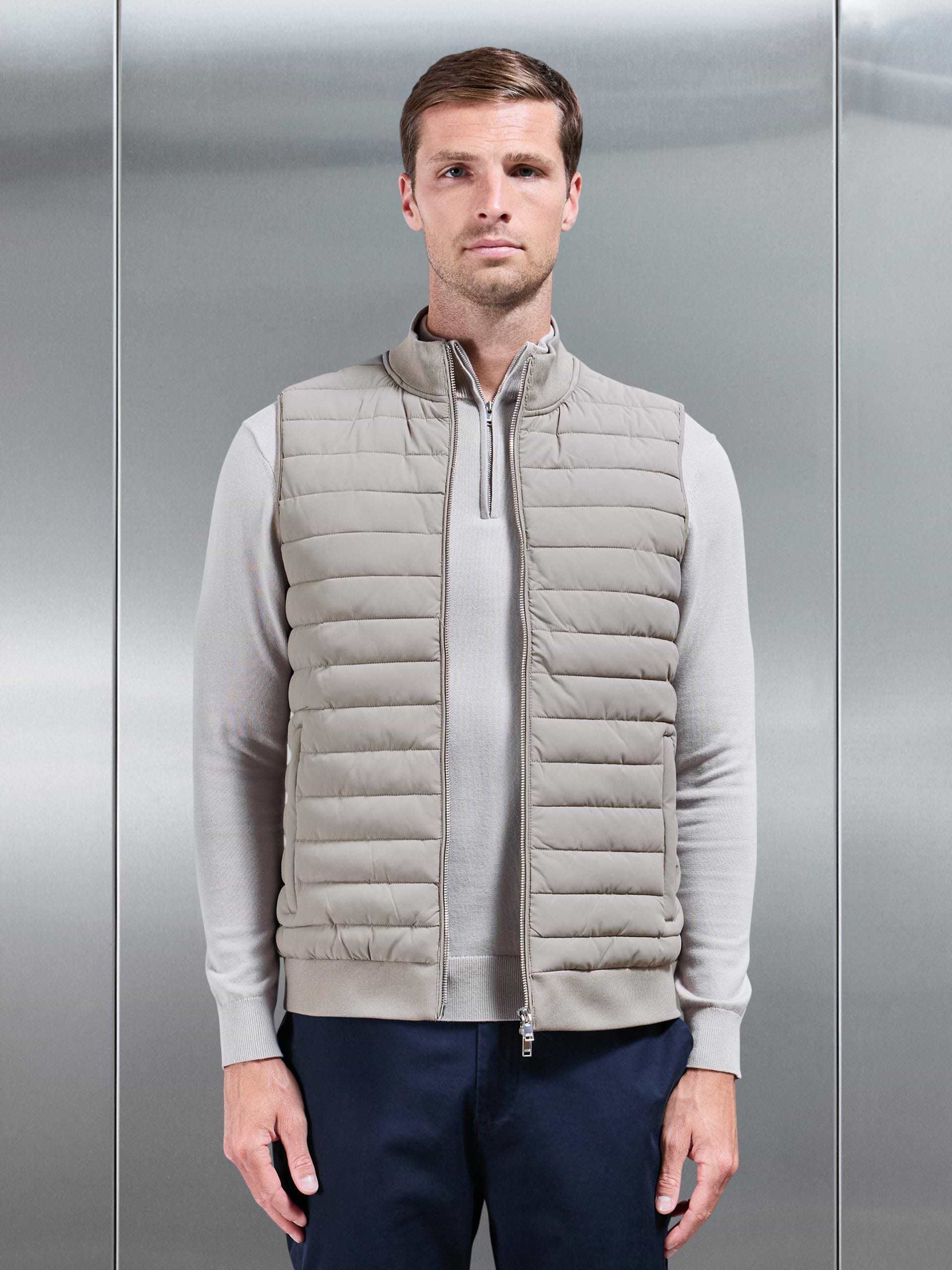 Hybrid Quilted Gilet in Taupe