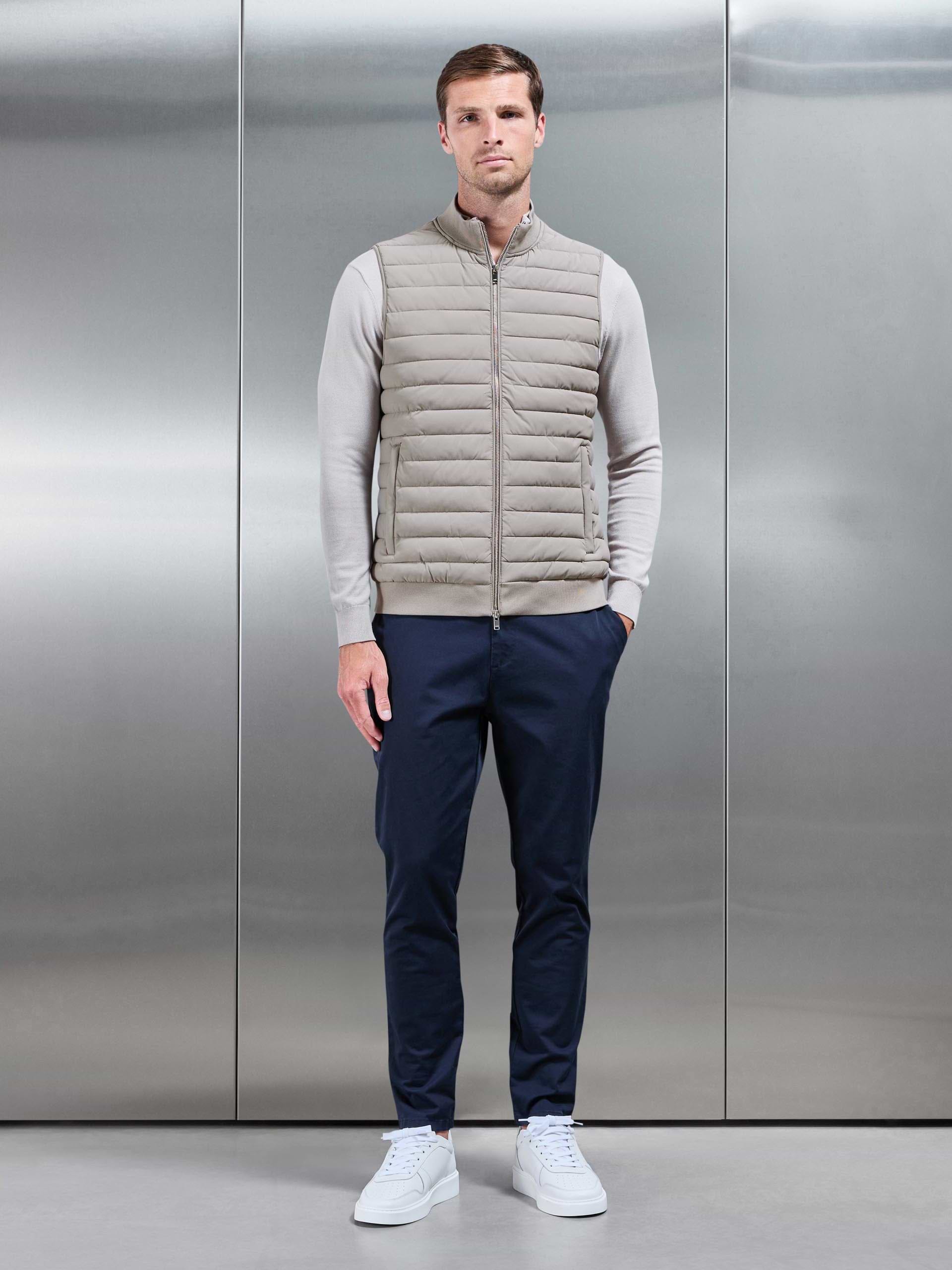 Hybrid Quilted Gilet in Taupe