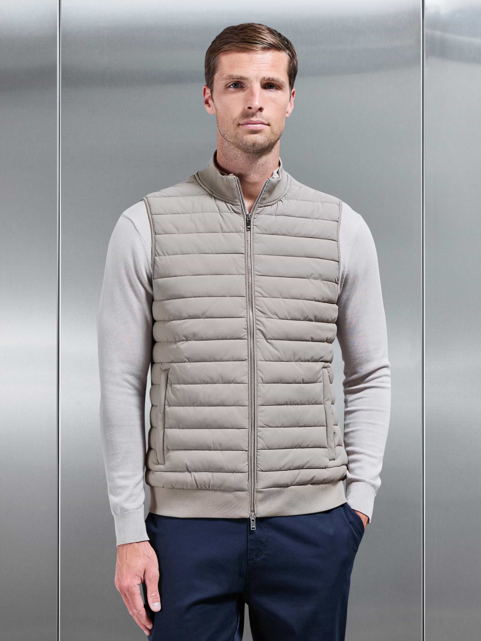 Hybrid Quilted Gilet in Taupe