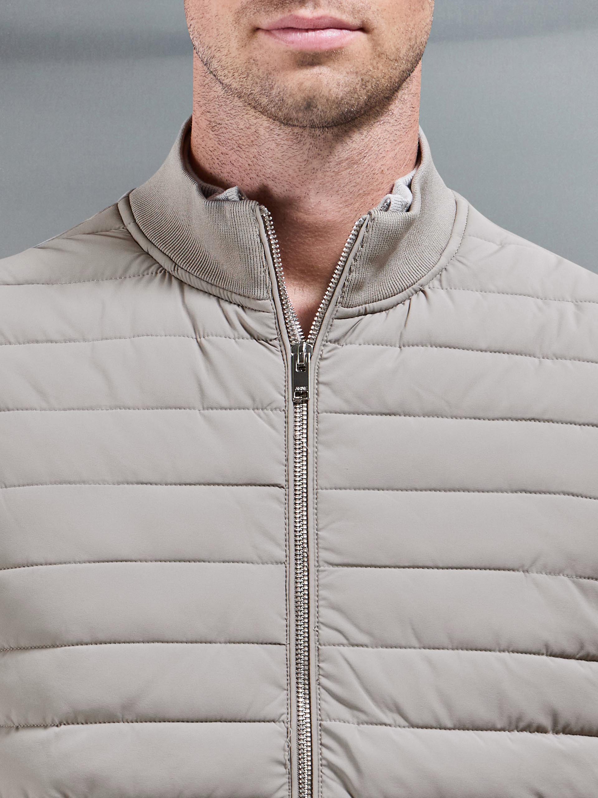 Hybrid Quilted Gilet in Taupe