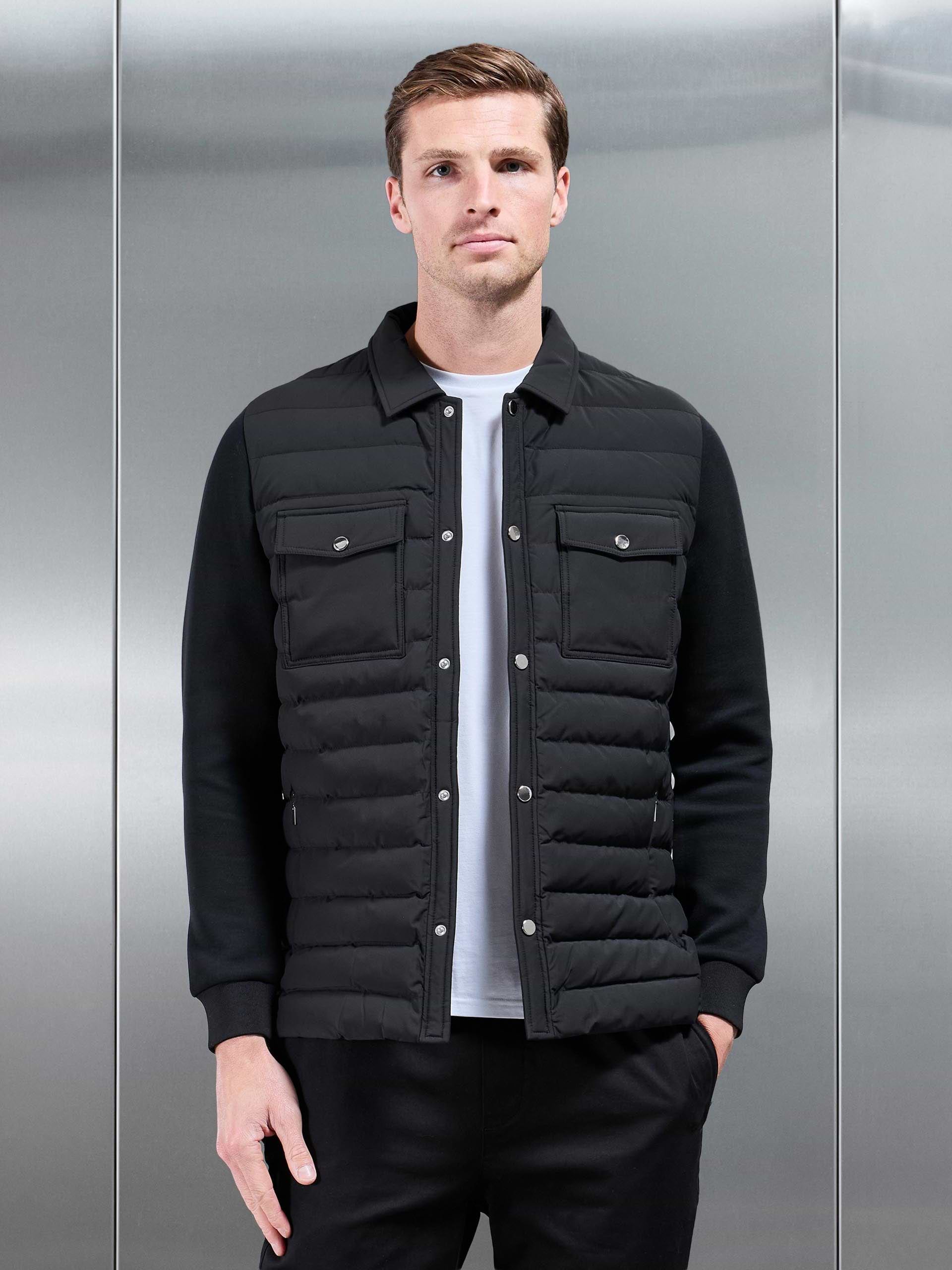 Hybrid Quilted Overshirt in Black