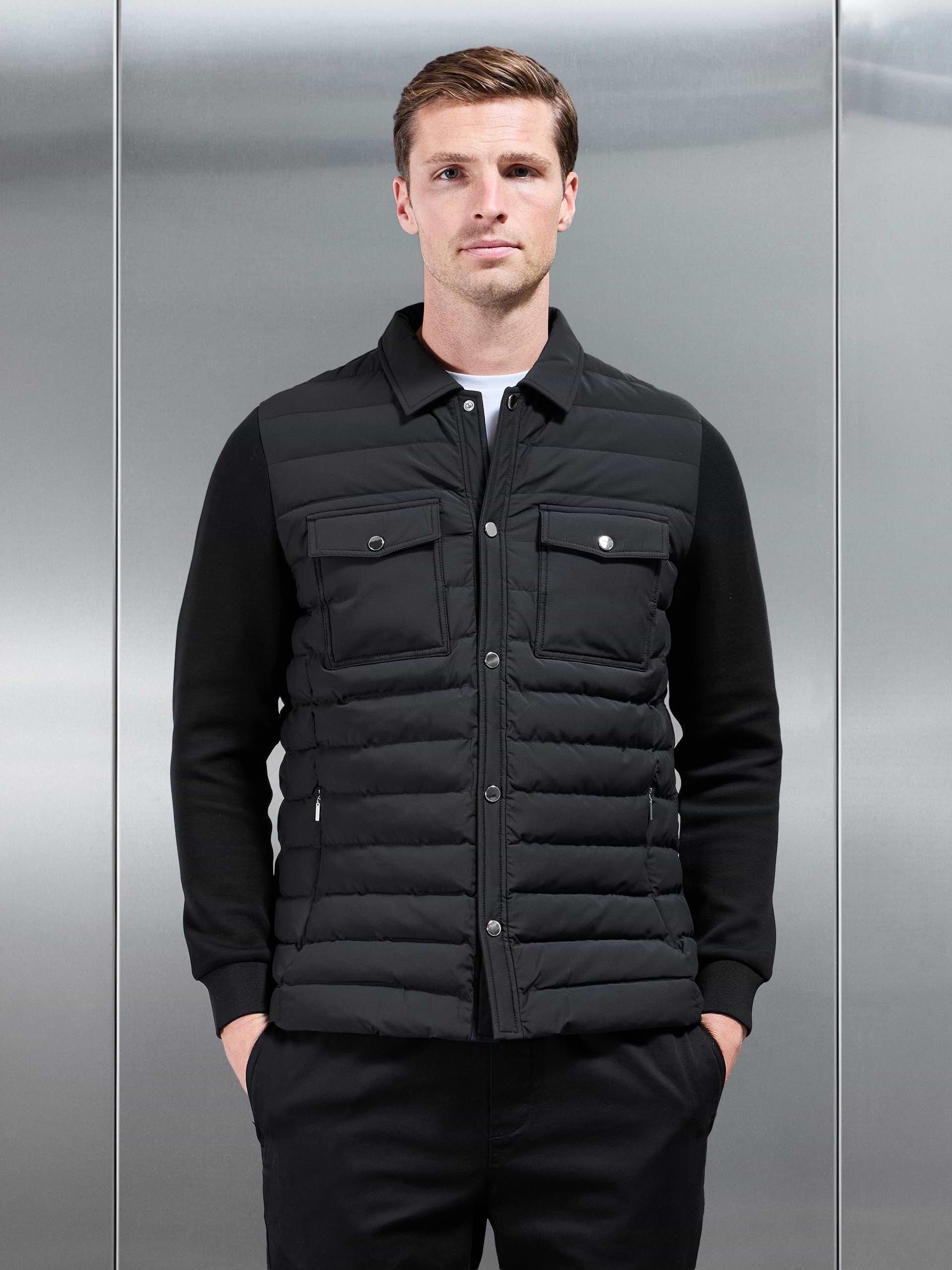 Hybrid Quilted Overshirt in Black